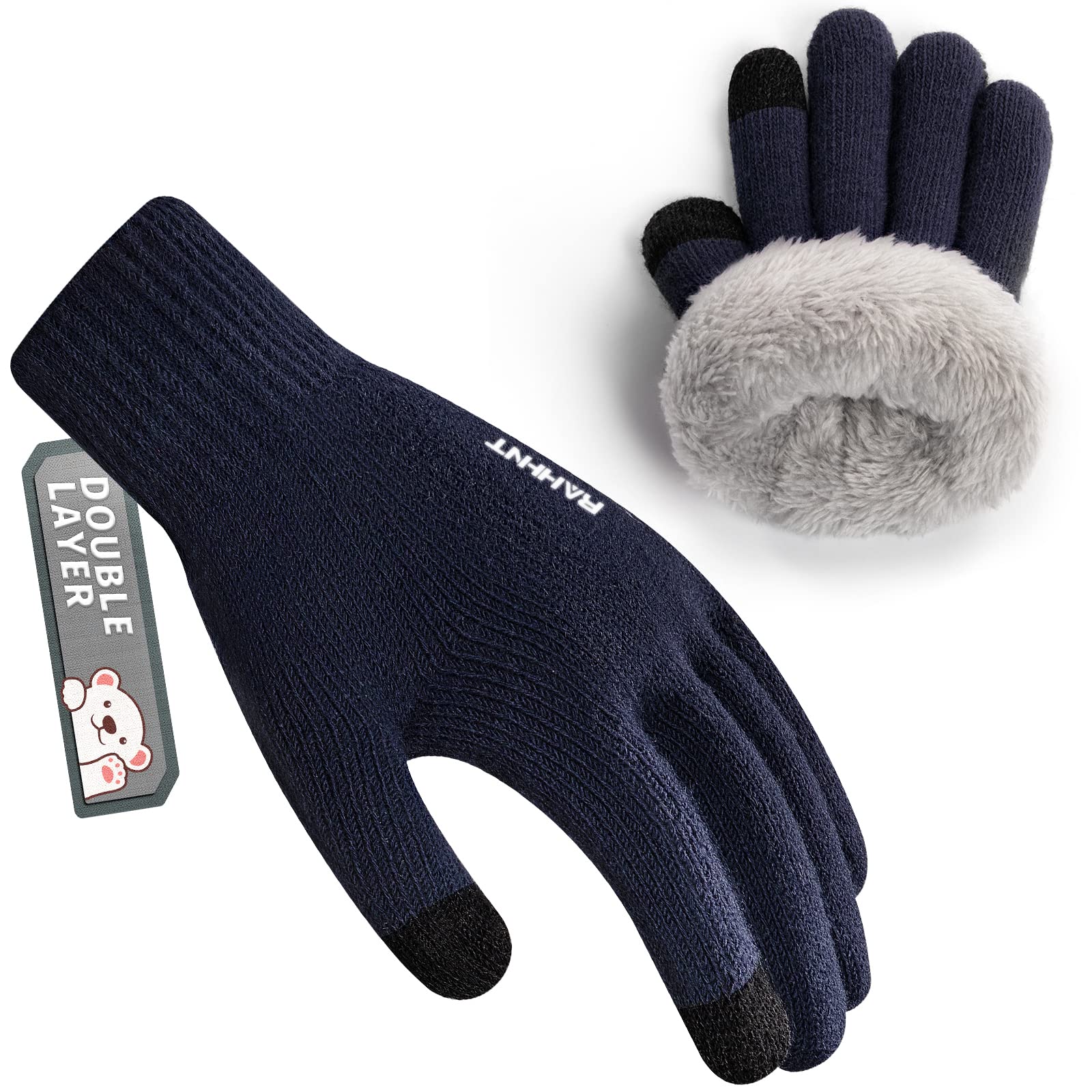 Rahhint Kids Winter Gloves for Boys Girls Children Toddler Thermal Wool Knit Gloves with Insulated Fleece Lining Warm Gift