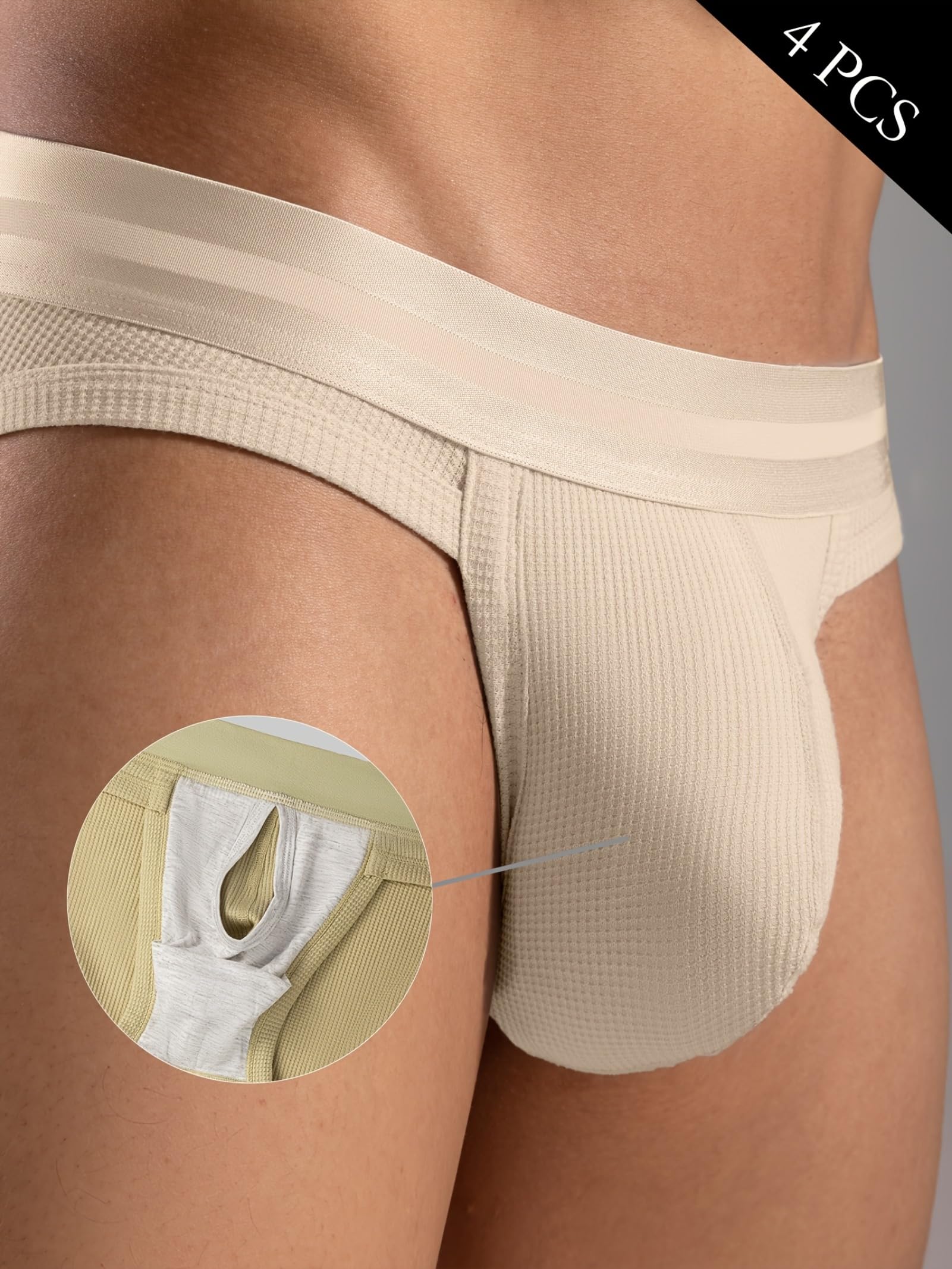 Paquete de 4 calzoncillos de algodón para hombre, sexy, tanga, tanga, bala, separa, malla, transpirable, cómoda cintura