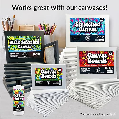 Miniatura 7 de Pintura acrílica blanca de colores premium, pinturas artísticas para lienzo y pintura al aire libre, botella de 8 onzas, 8.0 fl oz, color blanco