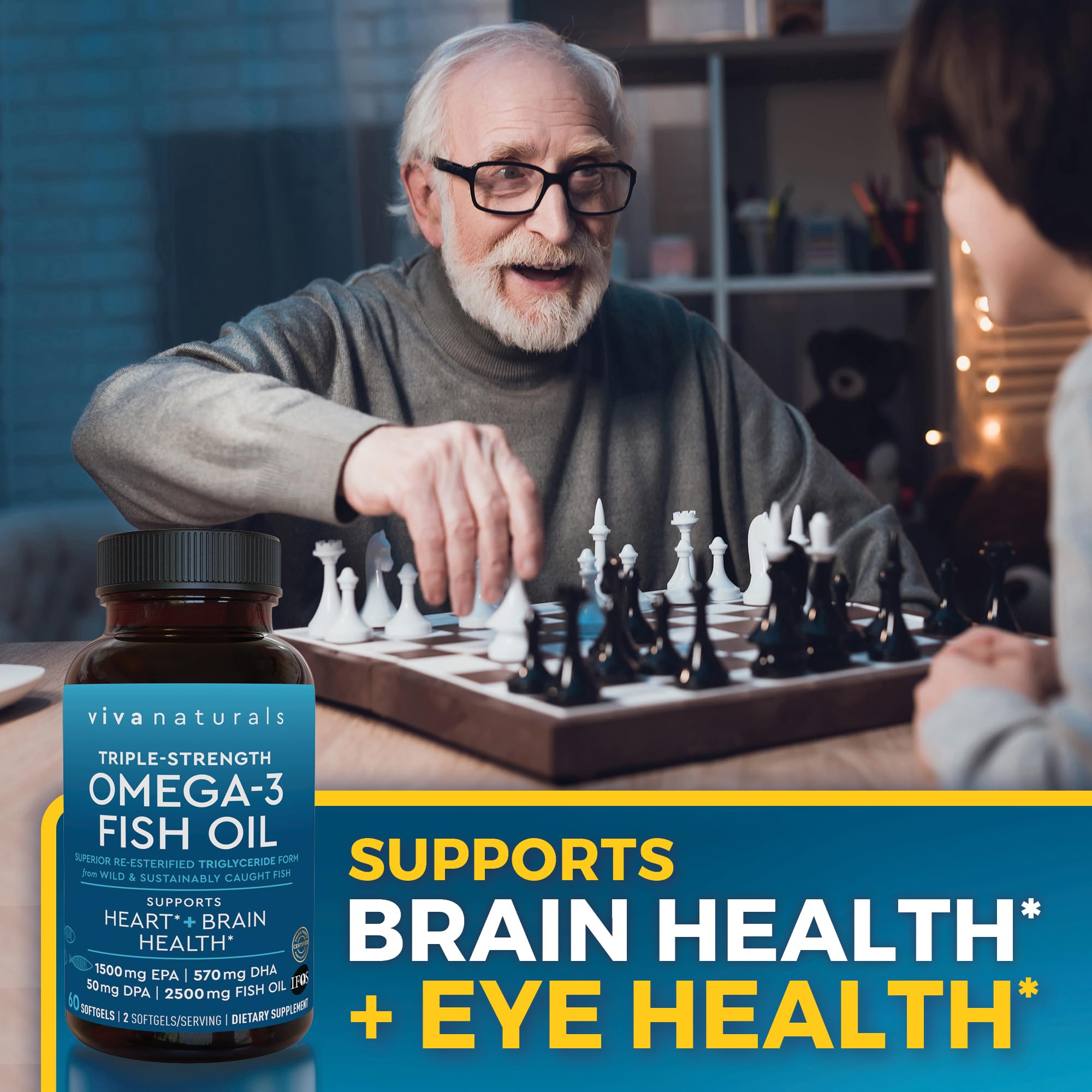 Viva Naturals Omega 3 Fish Oil Supplement for Women and Men - 2500 mg Triple Strength Fish Oil per Serving with Omega 3 Fatty Acids Including EPA, DHA DPA - 60 Pescatarian-Friendly Softgels — Amazon image 6
