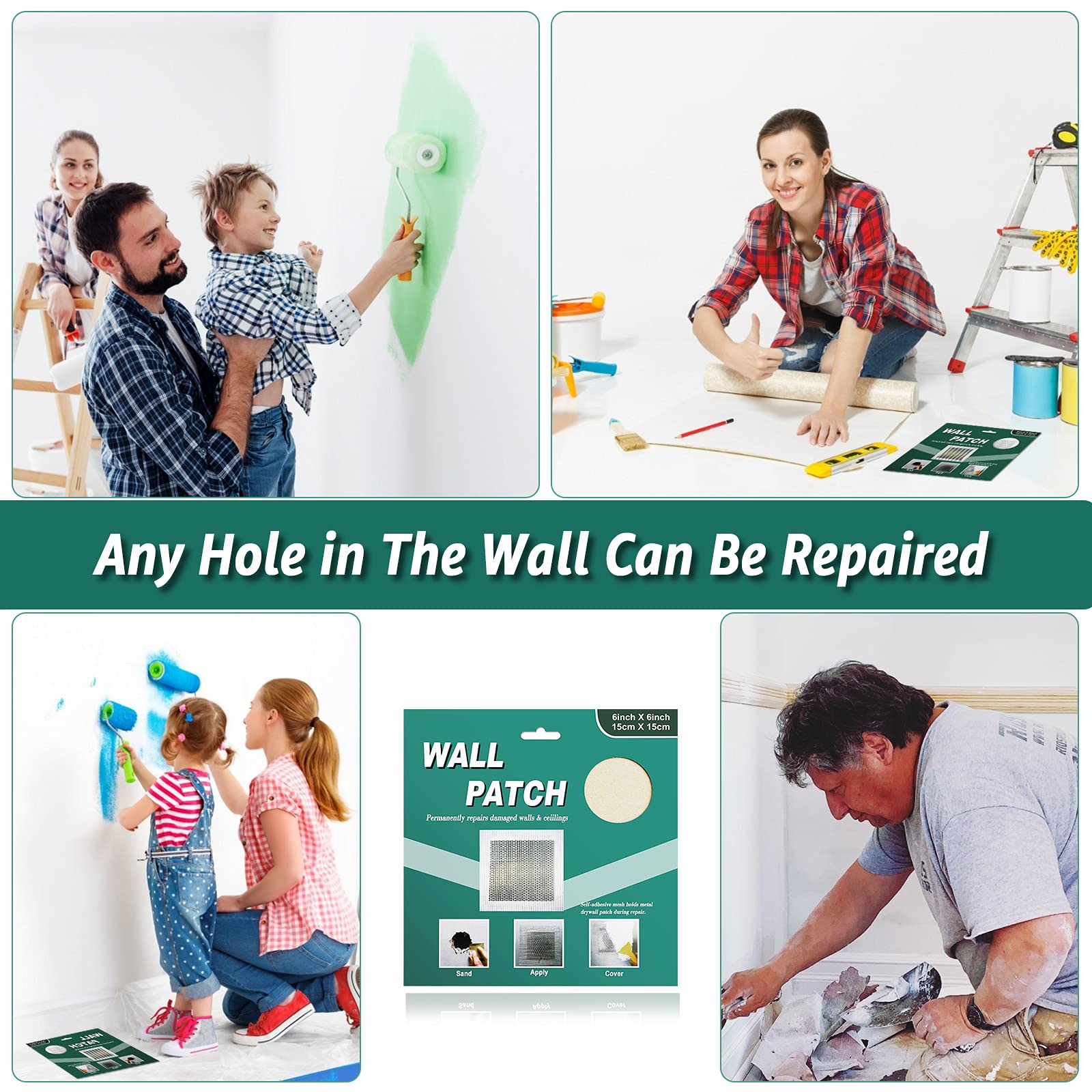 (7Pack) Drywall Repair Kit,2/4/6Inch Wall Hole Repair Kit, Wall Patch