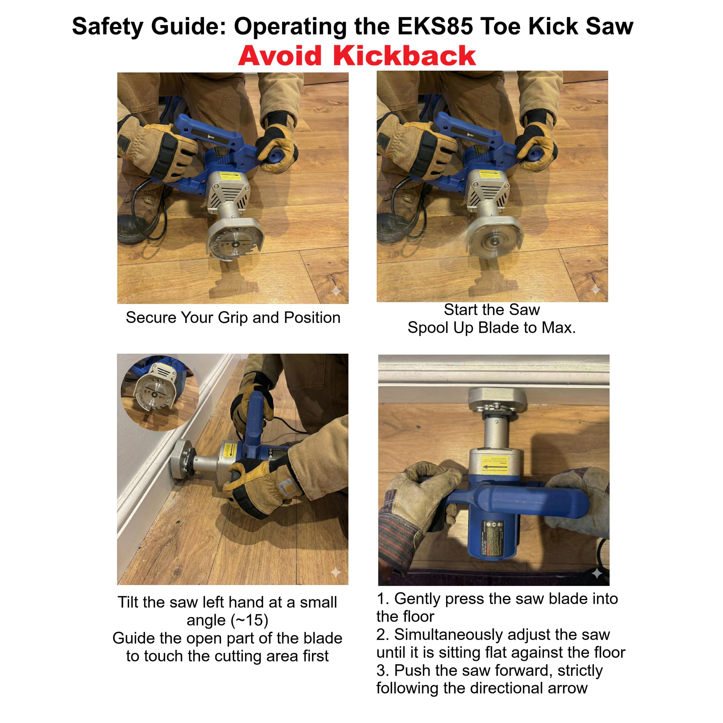 Toe Kick Saw EKS85, Bündigschnittsäge, drei 3-3/8 Zoll Klingen, 2 für Holz, 1 für Fliesen und Steine, Spezialkreissäge zum Entfernen von Unterboden oder Fliesen, 230V 50Hz