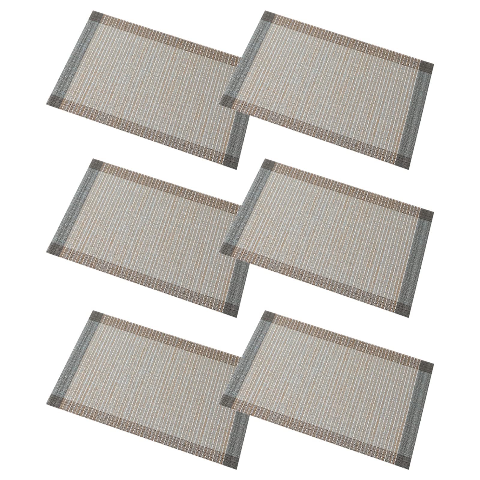 Lot de 6 sets de table en PVC tissé lavables cuisine bleu et café