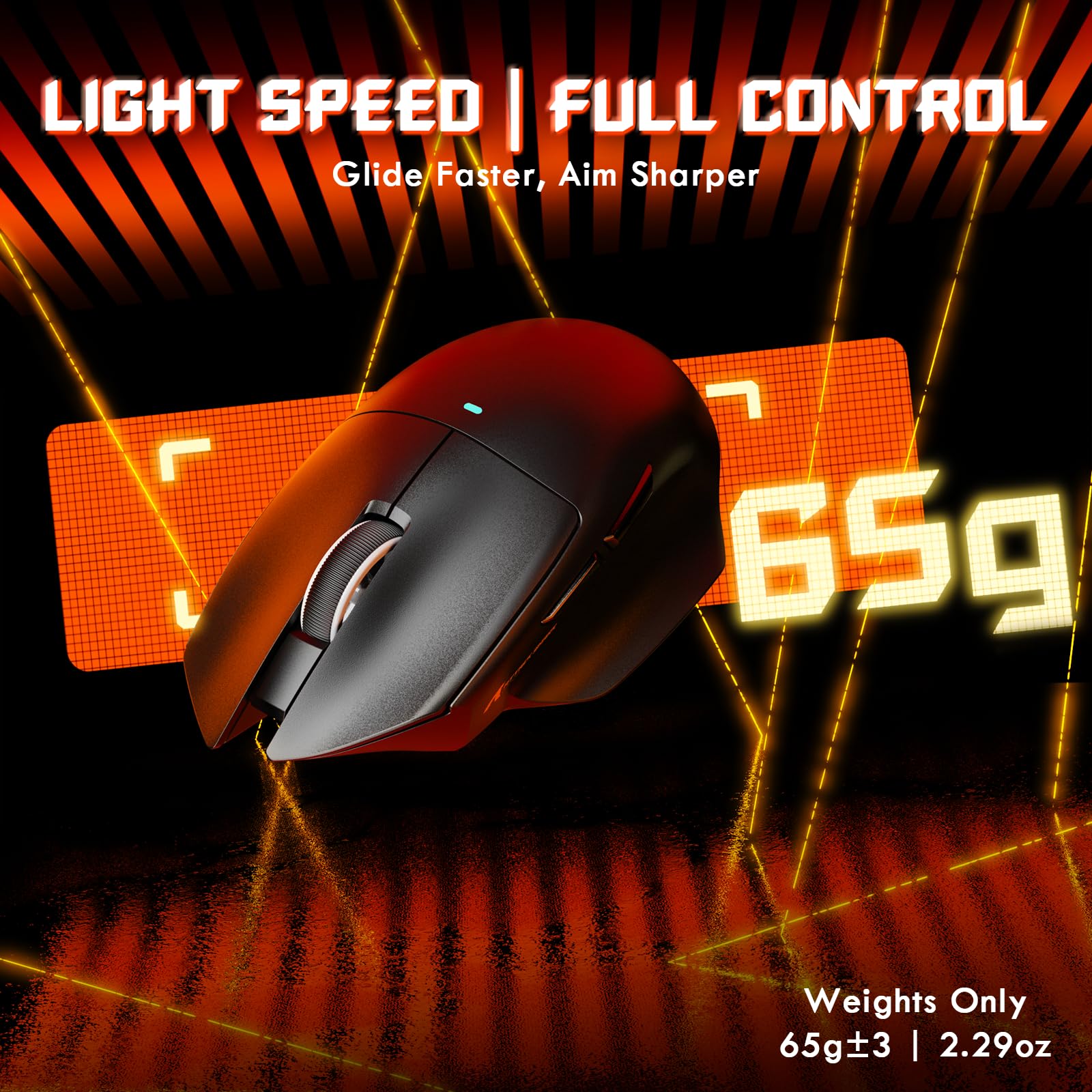 MAMBASNAKE x ATTACK SHARK V6 Mouse Gaming Wireless con Base di Ricarica Magnetica, Peso 65 g, Sensore PAW3311, 25000 DPI, BT/2.4G/USB-C,100M Click, 500mAh per Destrimani–Nero