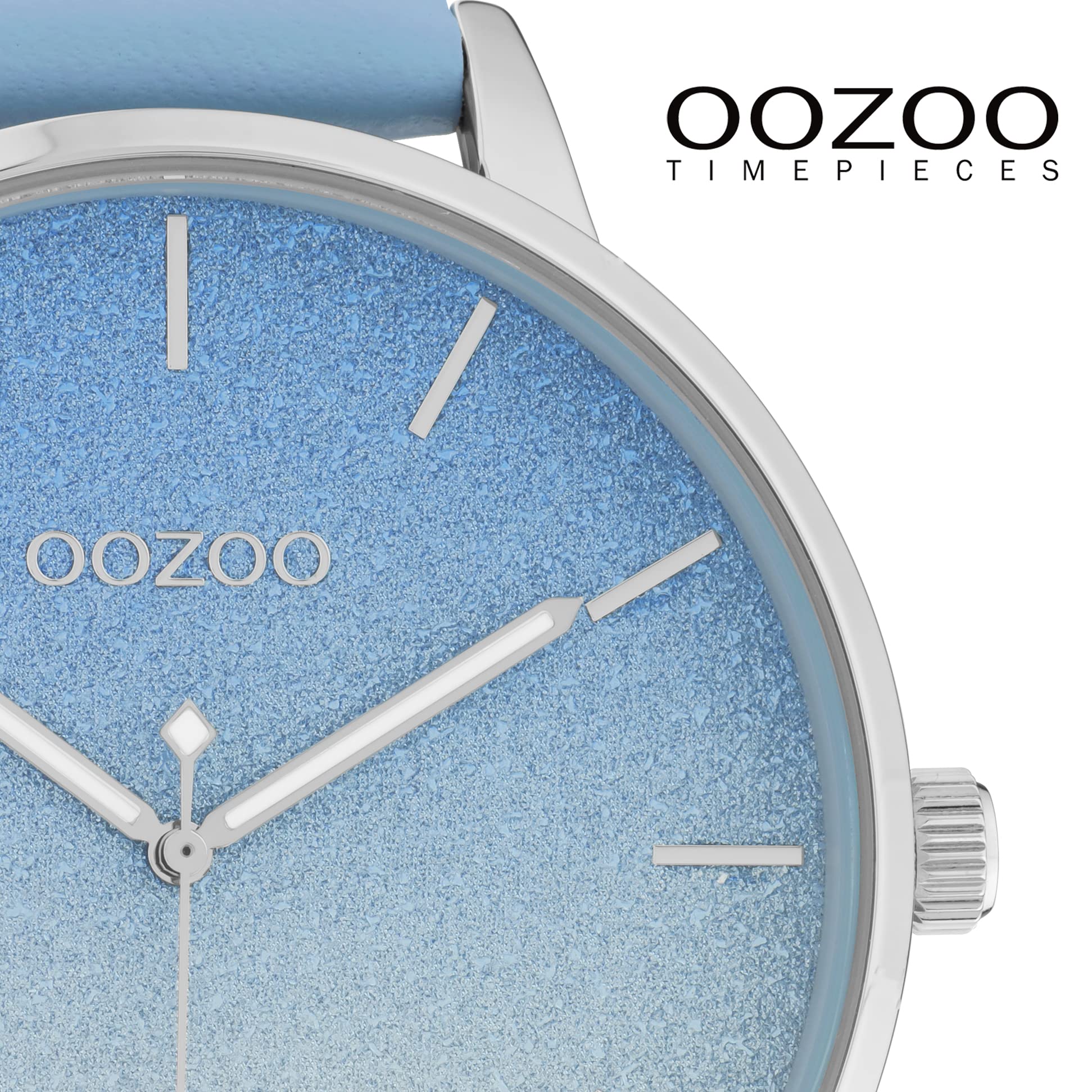 Oozoo Große Damen Armbanduhr mit Lederarmband und 5-Minuten Strich Indexen auf dem Zifferblatt 48 MM Durchmesser in verschiedenen Variationen