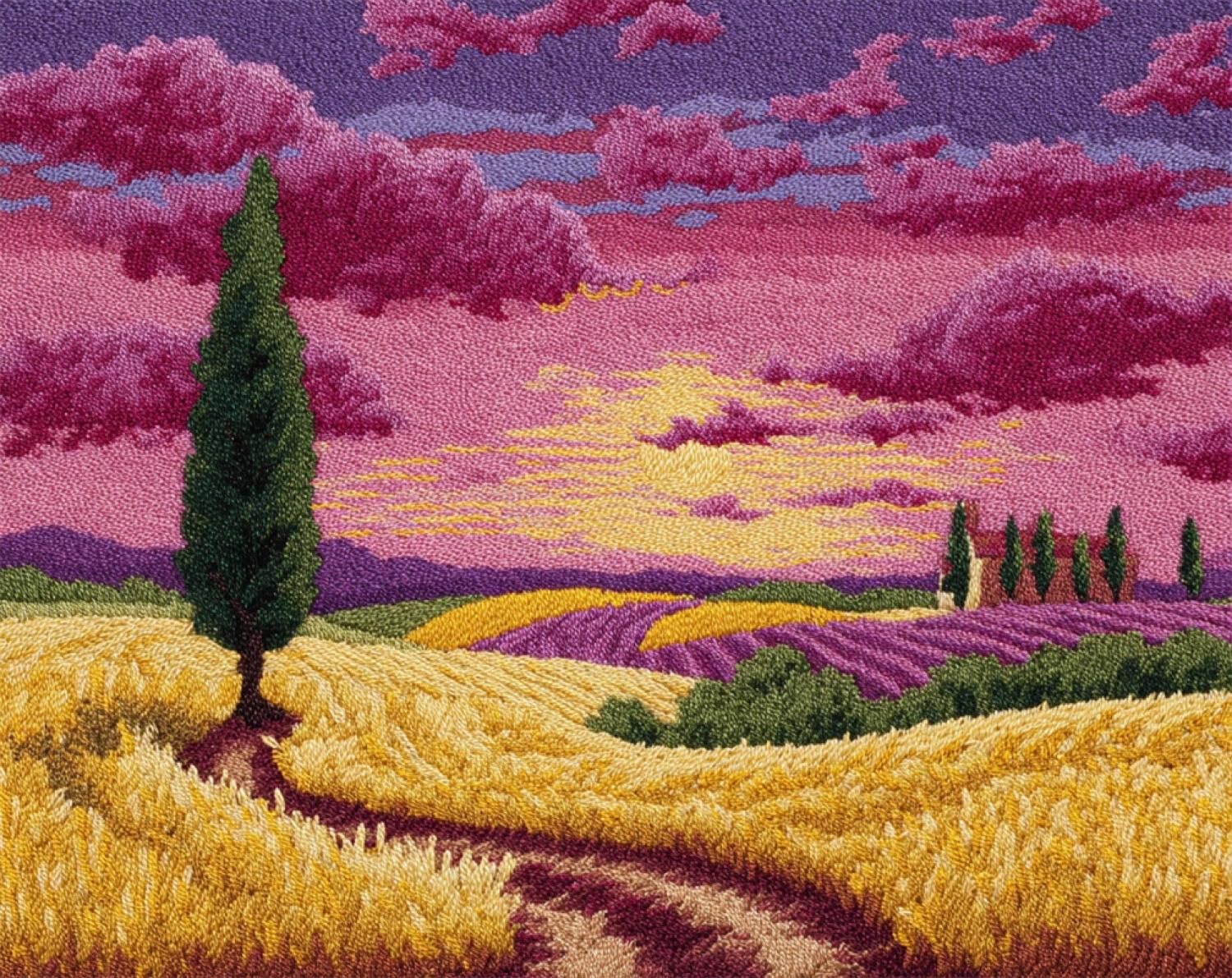 Henypt DIY Latch Hook Rug Kits Rural Wheat Field 55x75cm