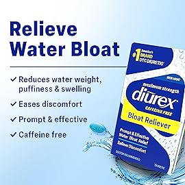 Diurex Caffeine-Free Bloat Relief, Maximum Strength, Relieve Water Bloat Discomfort, Up to 6 Hours of Relief, 48 Count