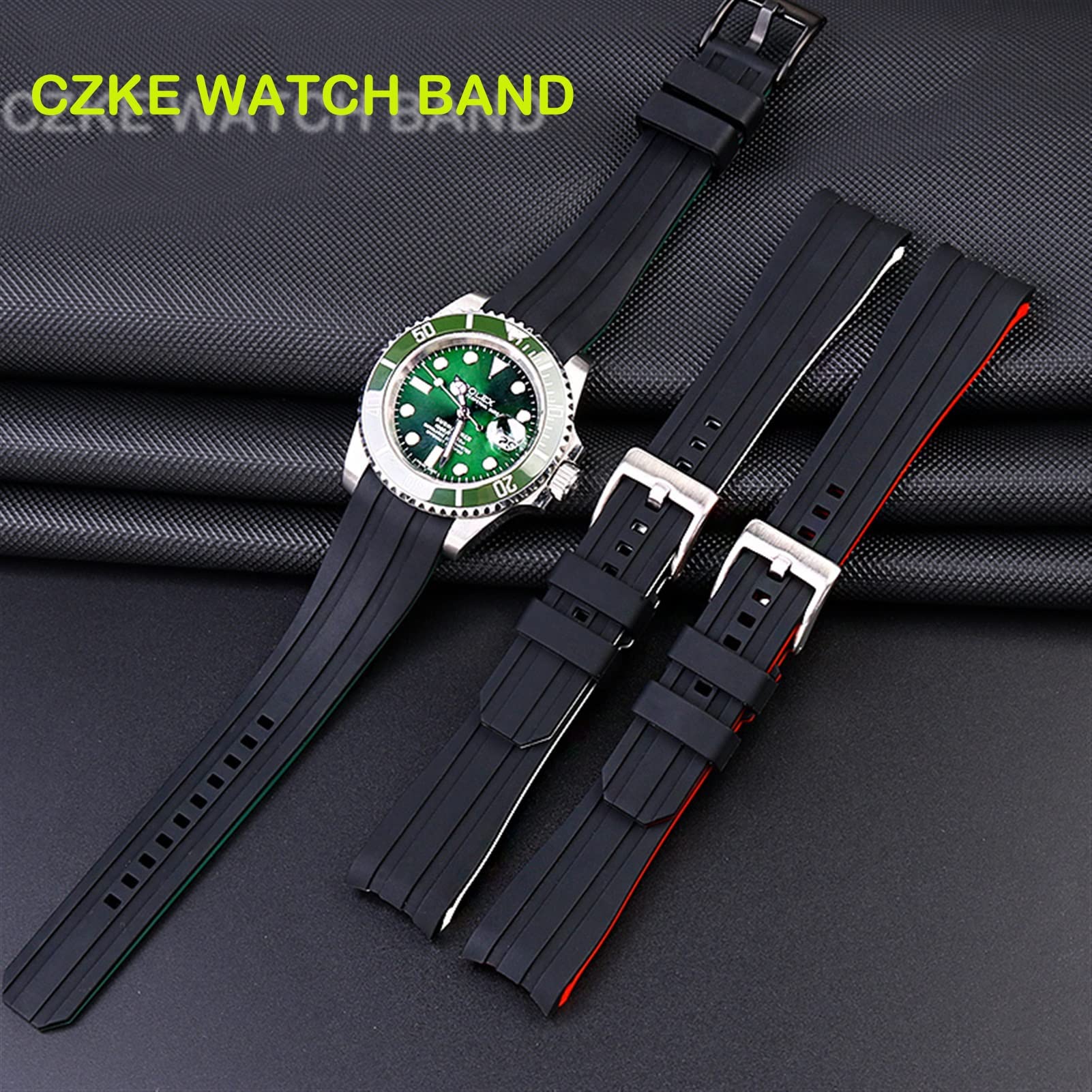 Doppio colore Per Rolex Citizen Seiko Cinturino In Silicone Degli Uomini Accessori Della Vigilanza Bocca Arco Cinturino Cinturino Cinturino 20mm 22mm Cinturini