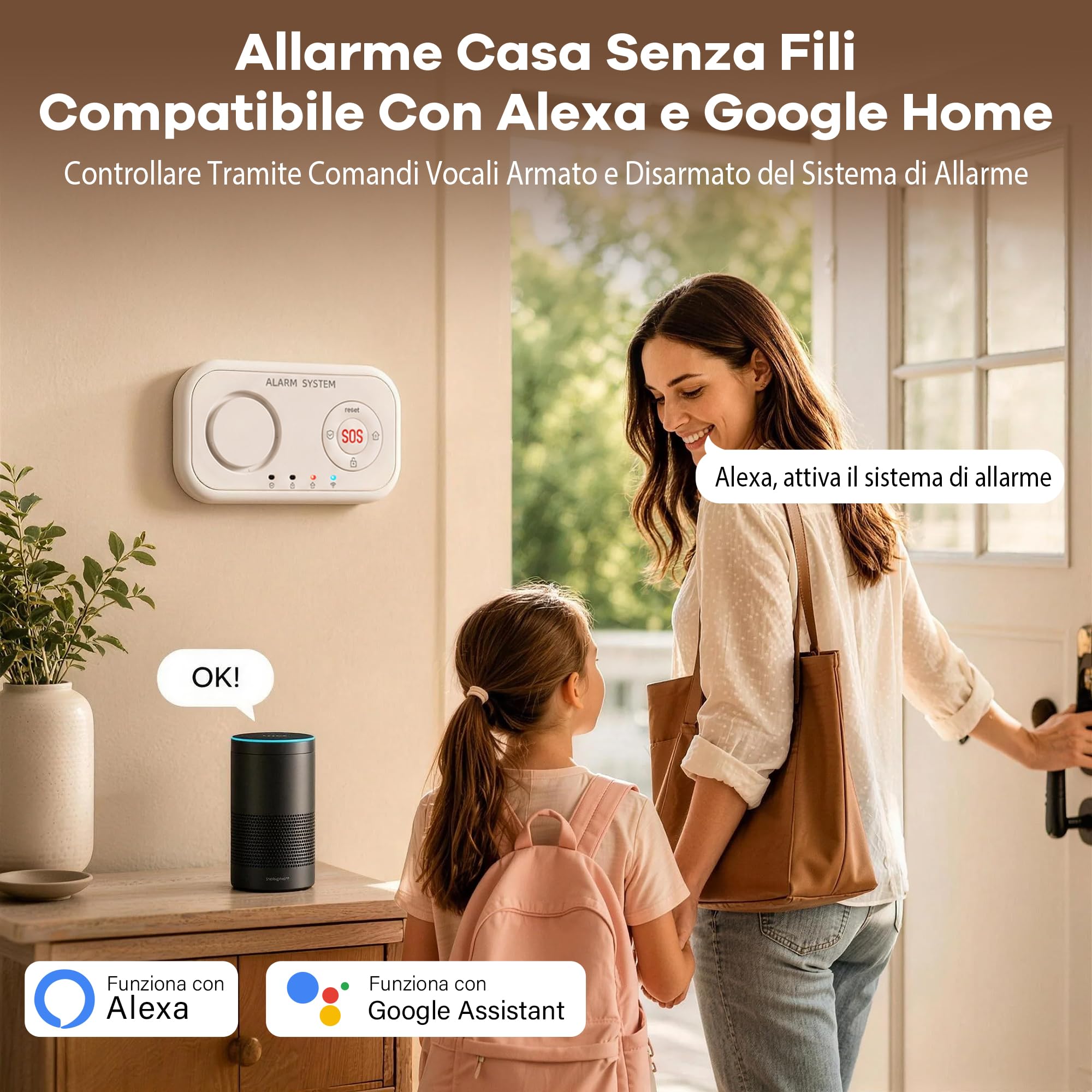 YISEELE Allarme Casa Senza Fili: Antifurto casa con Centrale 120dB e Controllo APP Gratuita - Proteggi famiglia e beni dagli intrusi in tua assenza - Salvavita Anziani – Compatibile Alexa & Google
