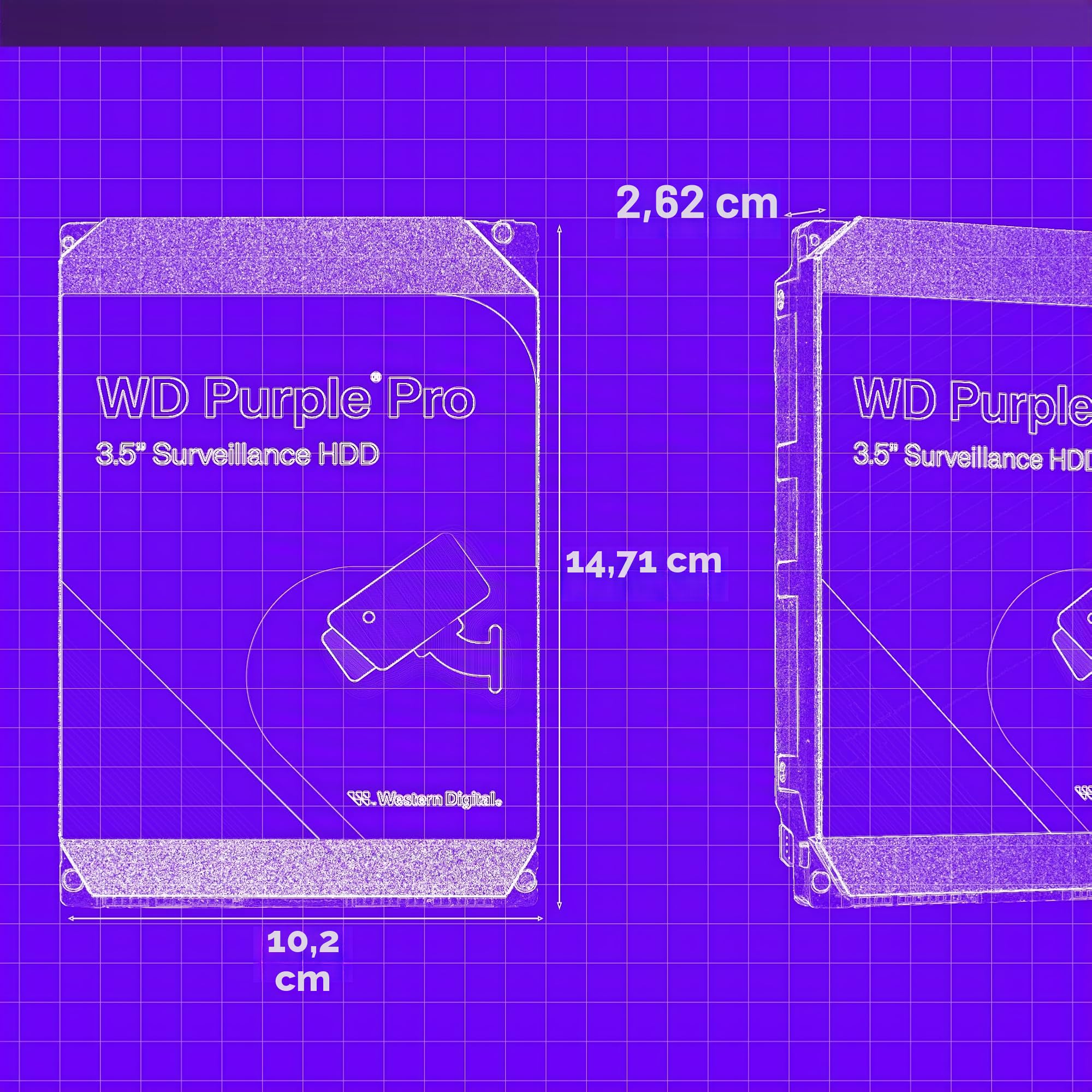 WD Purple Pro 12TB per Smart Video, Hard Disk Interno 3,5” - Tecnologia AI Allframe, 7200RPM, 550TB/anno, Cache da 256 MB