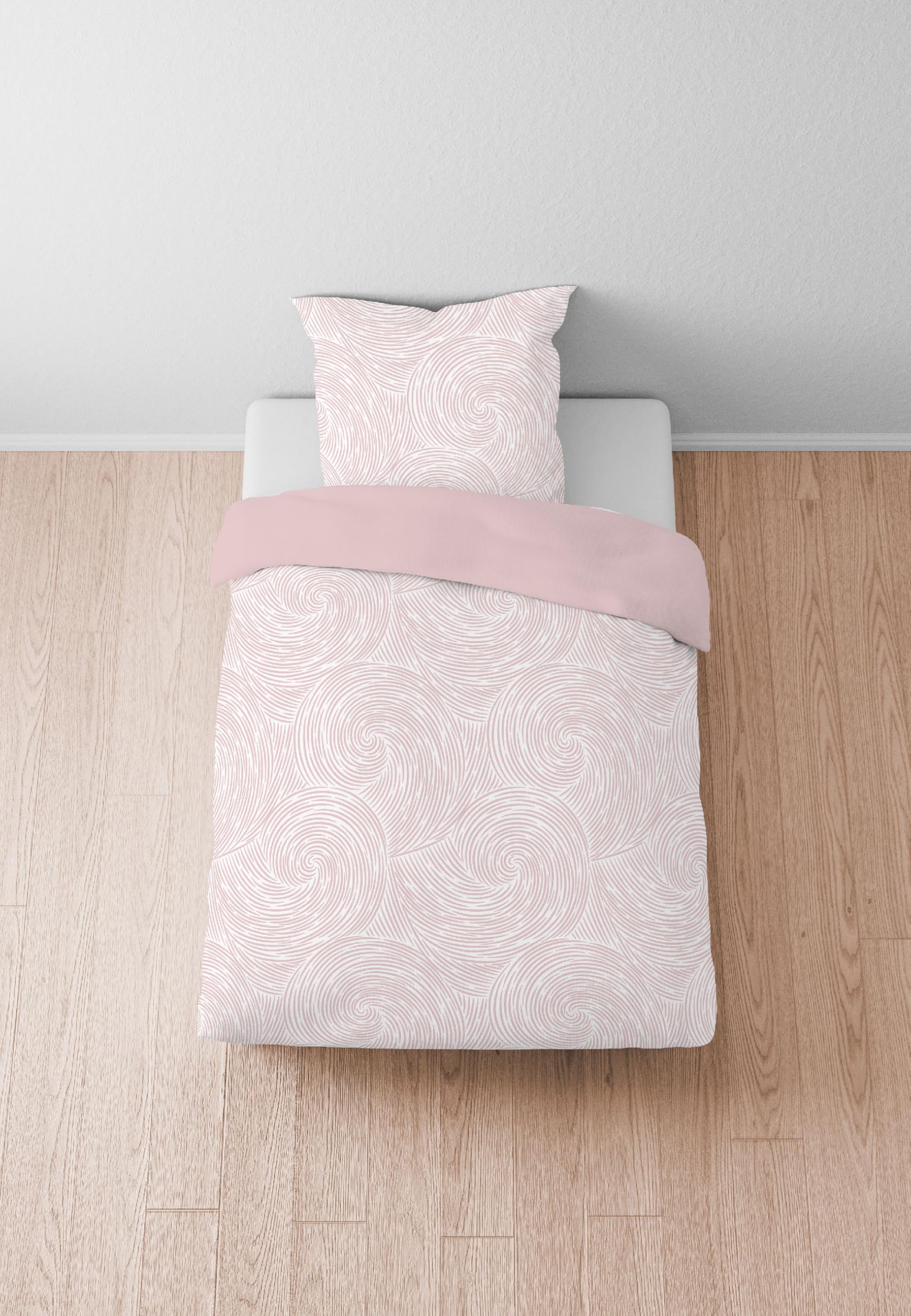 biberna Premium Tencel Bettwäsche Garnitur 135x200 cm Rose | 100% Lyocell | pflegeleicht, glatt, temperaturregulierend | Reißverschluss | Sommerbettwäsche aus Eukalyptus | Strudel | Modell 0474495