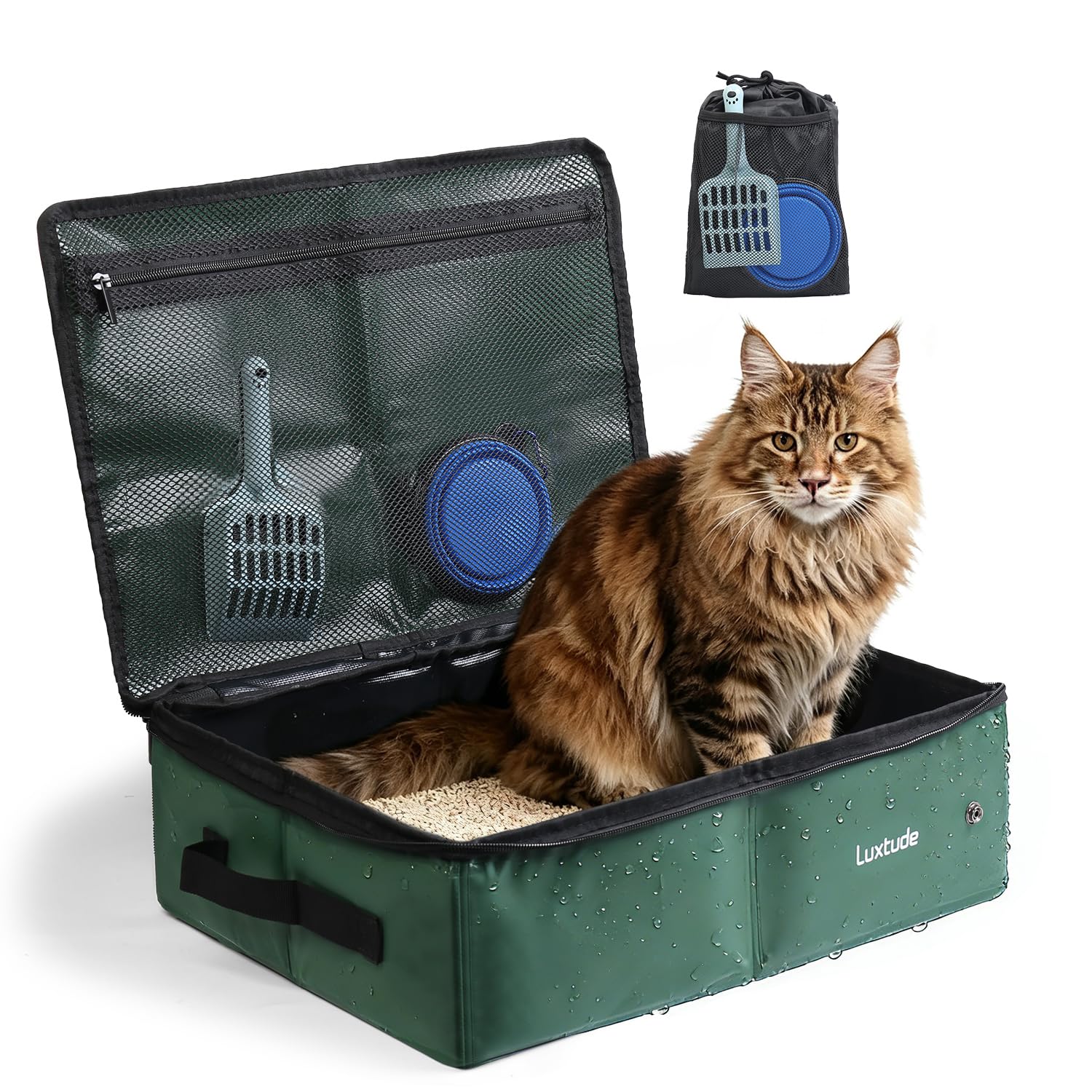 Luxtude Travel Litter Box for Cats, Comes with a Hard Non-Stick Bottom