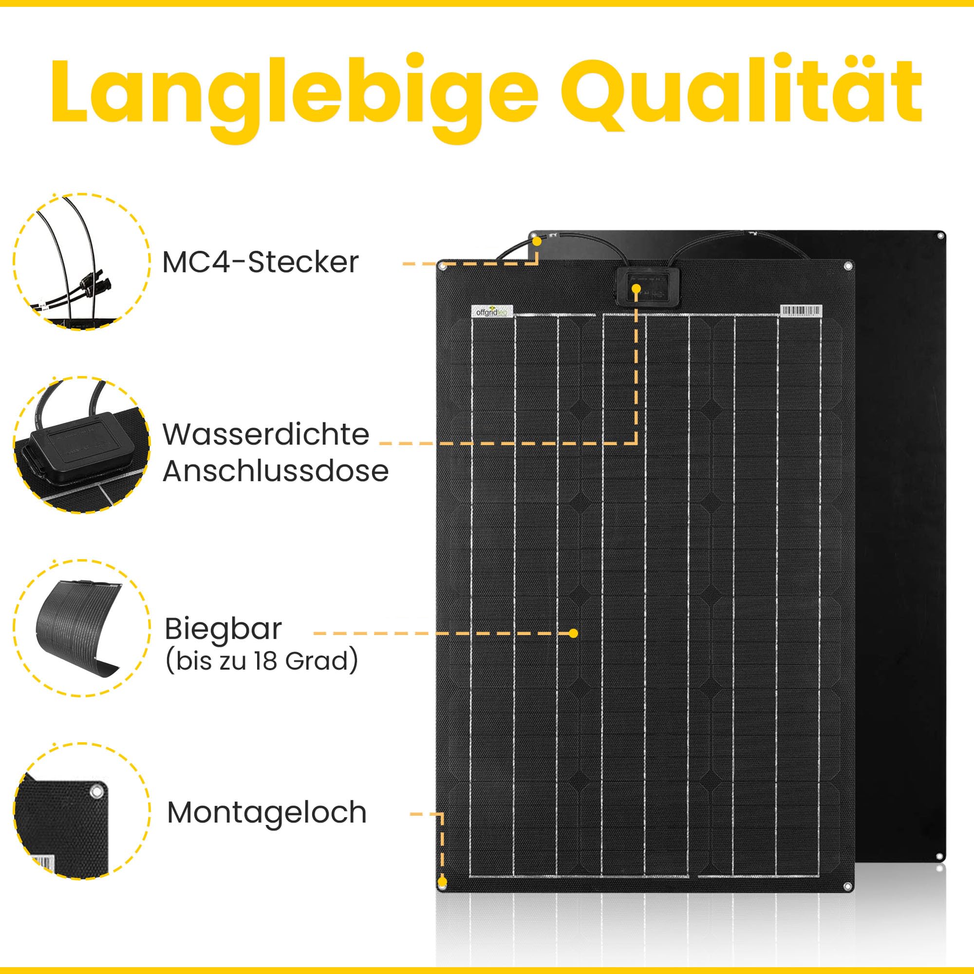Offgridtec PCB-ETFE półelastyczny moduł solarny 39 V, 50 W, do kampera, panel słoneczny