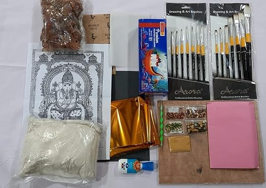 BK GALLERY Tanjore Painting Kit - Poster Paint, Brush Set, Palette, Tray, Instructions - Adult, Traditional Art, Religiou...