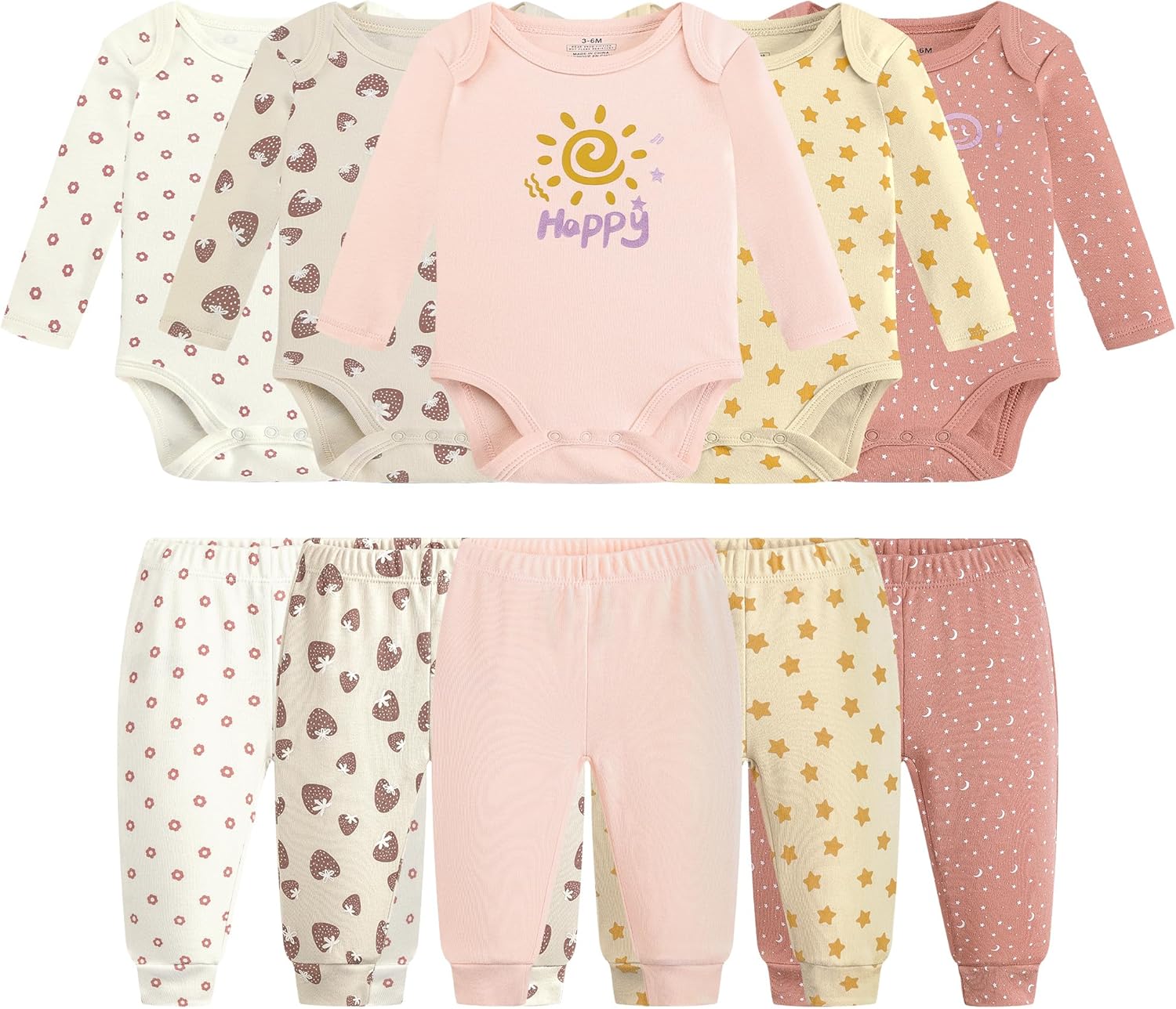 Baby Newborn Layette 10-Piece Clothing Sets Soft Cotton Bodysuits Pants Sets for Baby Boys Girls Toddler Unisex - Image 2