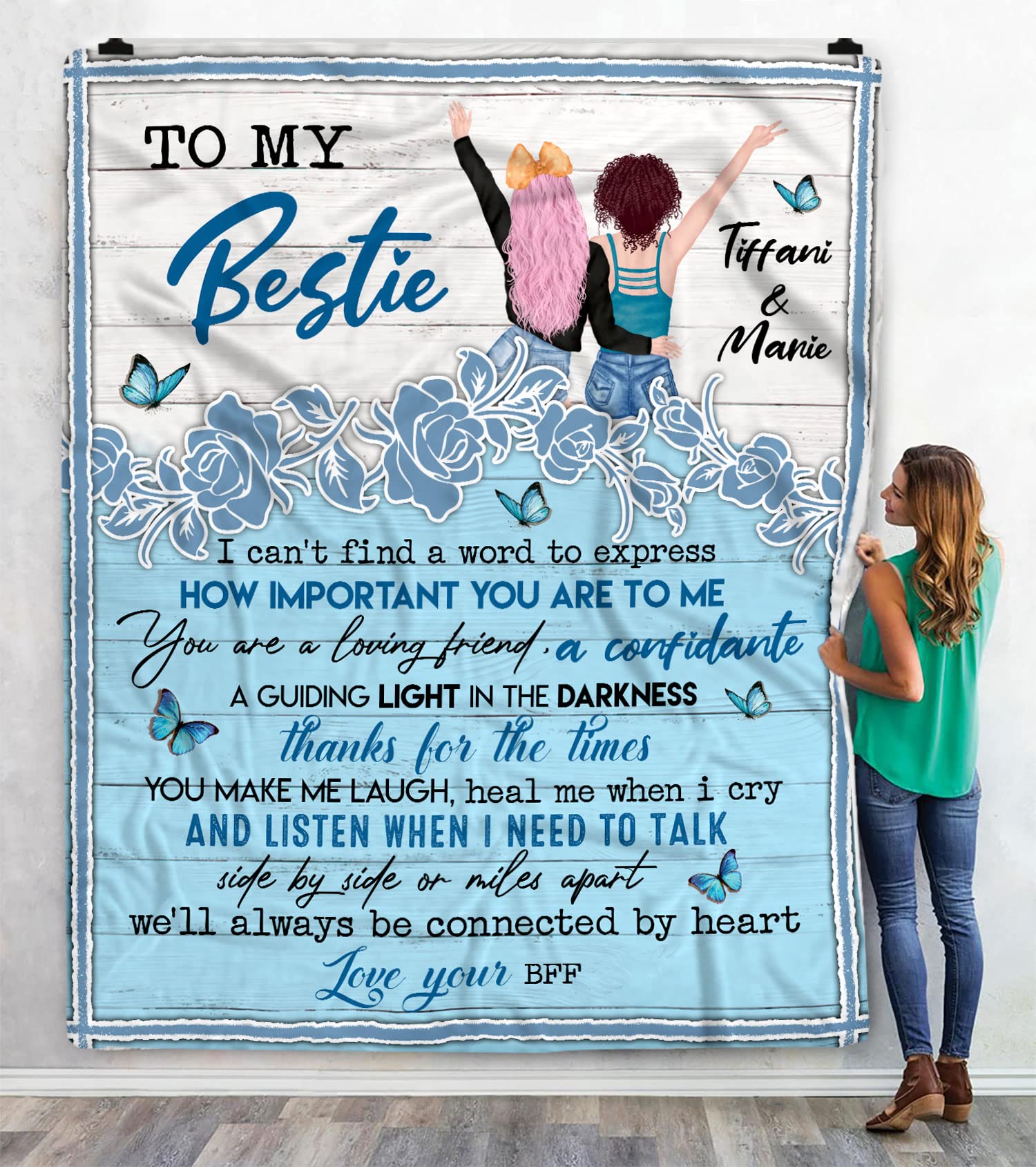 Personalized Blanket to My Bestie, Customized Name, Message to My Best  Friend Fleece Blanket, Friendship Female Customized Sherpa Blanket, Funny  ...