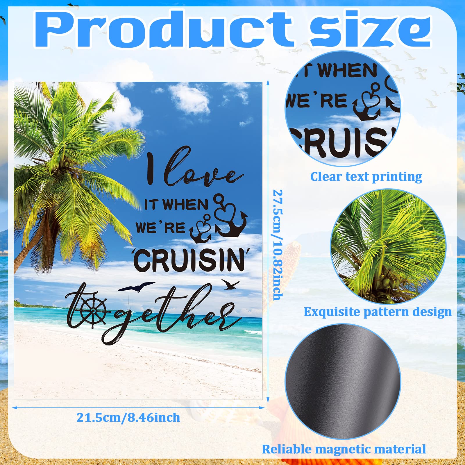 Xuhal 2-Pack Cruise Door Magnets – Summer Beach Theme, 8.46x10.83 Inches, Tropical Decor - View #7