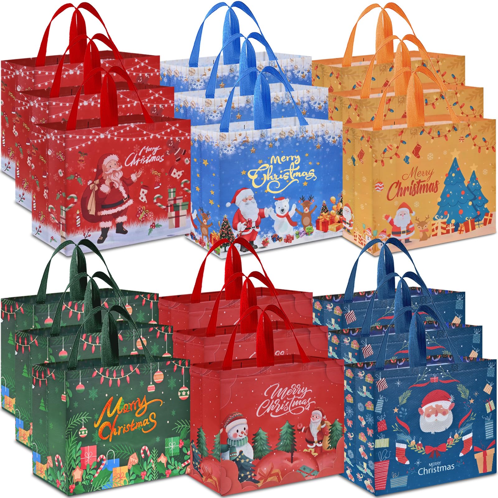 AhfuLife Extra Large Christmas Gift Bags, 12pcs Reusable Christmas Tote...