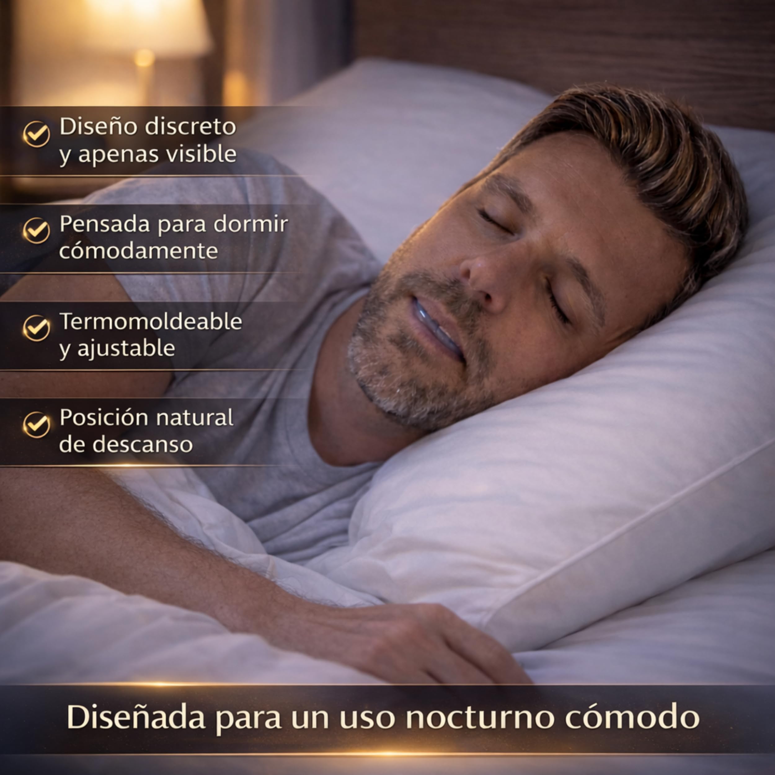 Férula Antirronquidos Ajustable para Dormir – Dispositivo de Avance Mandibular Termomoldeable | Ayuda a Reducir los Ronquidos | Fácil de Usar e Incluye Cepillos de Limpieza para mayor Higiene