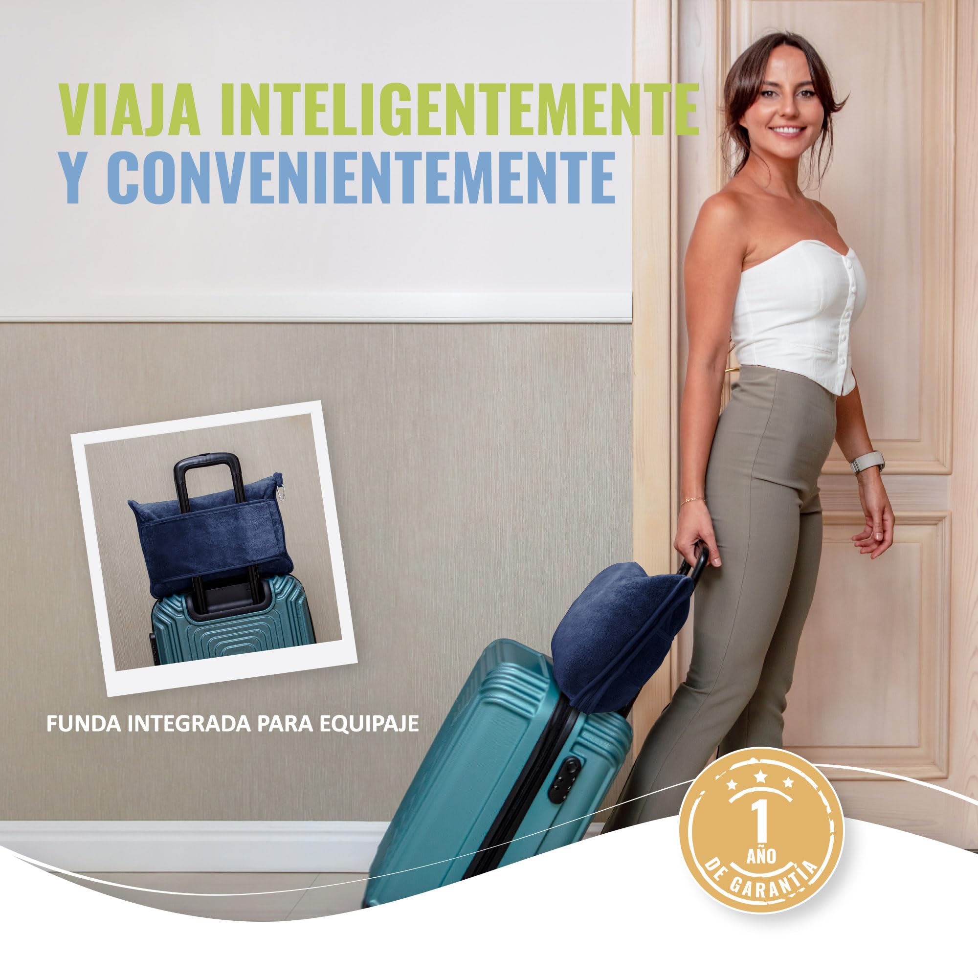 BOACAY Manta de Viaje Suave y Cálida para Avión y Automóvil - Vuelo Largo Esencial para Mujeres, Hombres, Niños - Almohada Compacta con Manga para Equipaje y Clip para Mochila