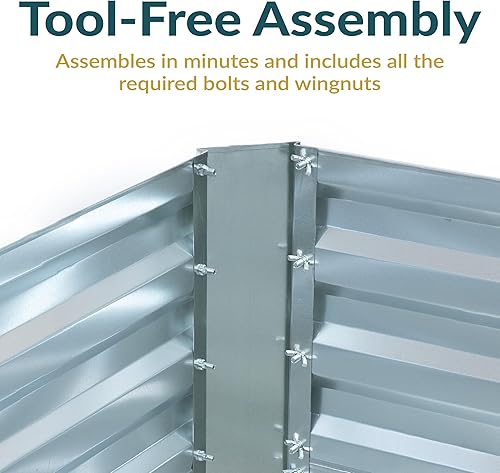 Miniatura 61 de Sunnydaze Cama de jardín de metal elevada de 11.75 pulgadas de alto, cama de jardín elevada galvanizada para exteriores para verduras y flores