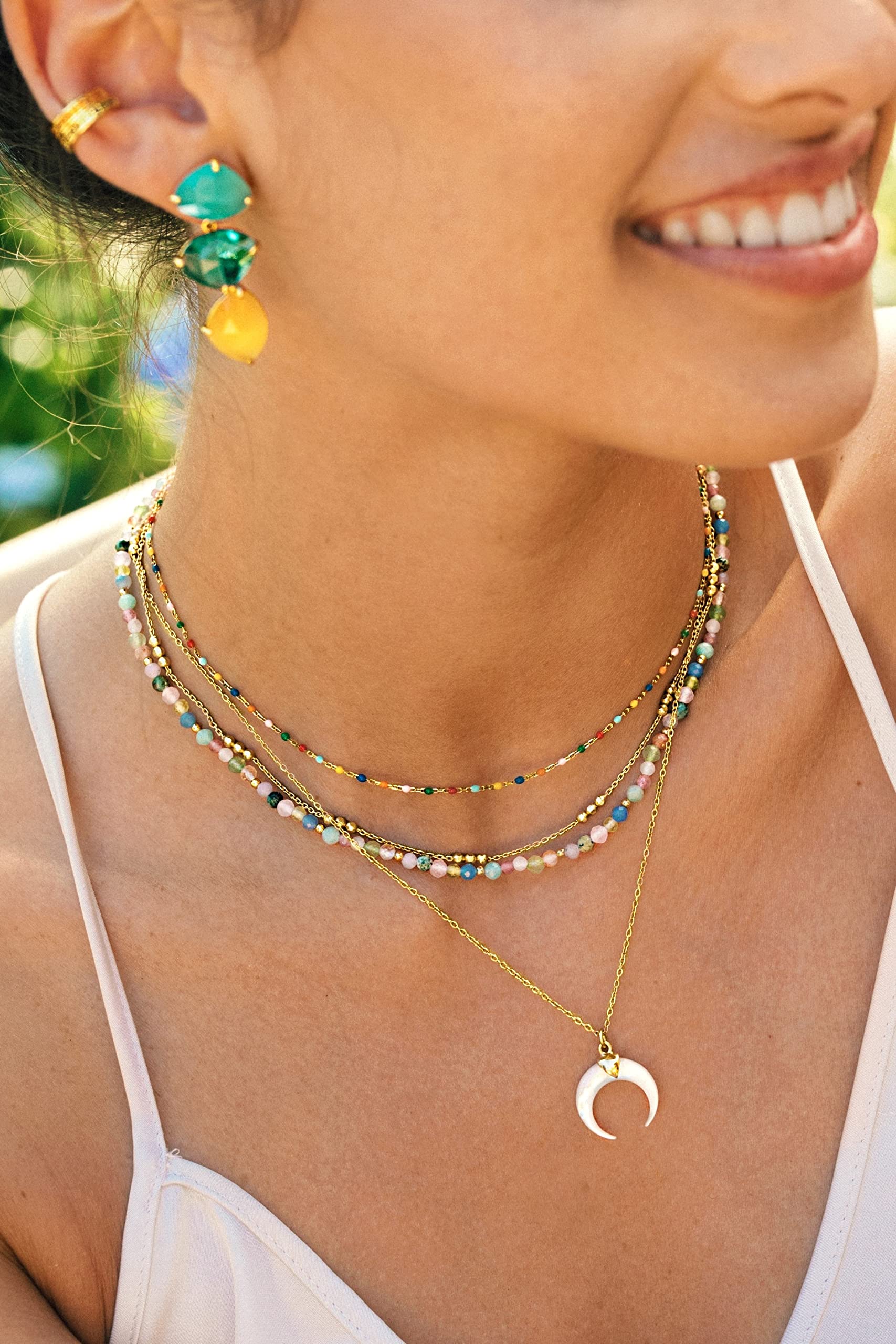 SINGULARU - Dots Colors Halskette enamel. Sterlingsilber mit 18 Kt Vergoldeter oder Rhodinierter Beschichtung und Emaille. Schmuck für Damen.