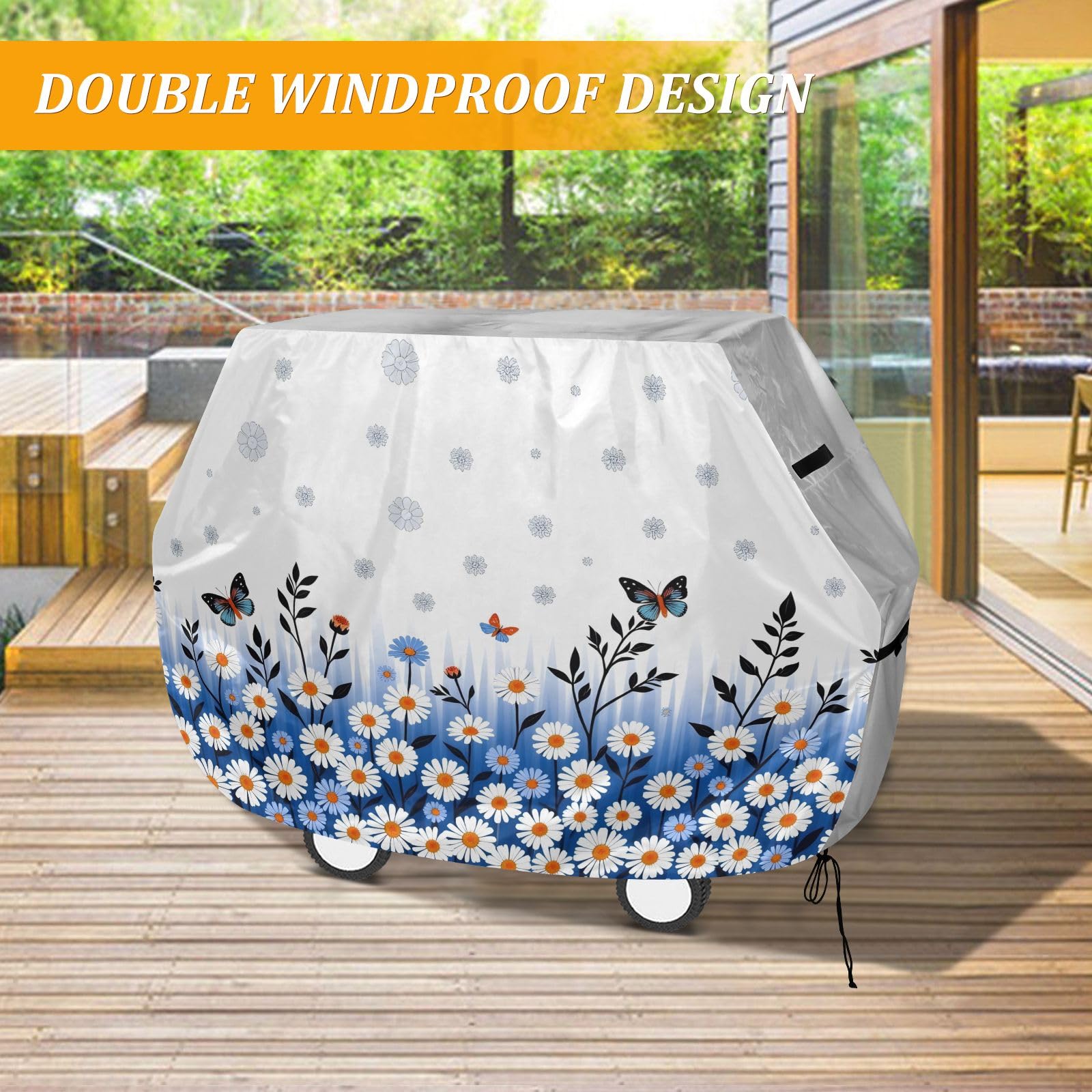 Daisy Blue - Funda para barbacoa impermeable y resistente al aire libre