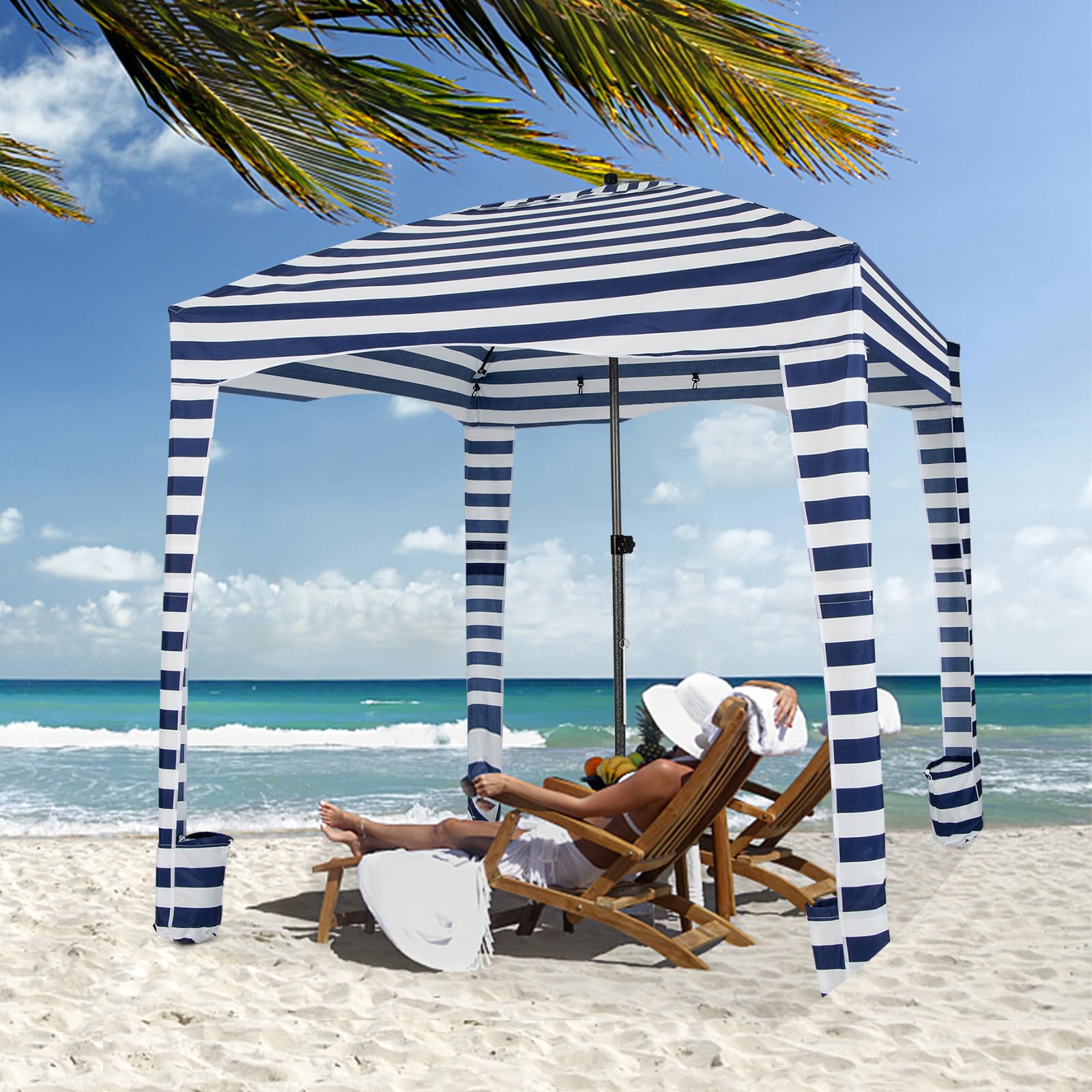 Tenda Da Spiaggia Portatile UPF 50+ - Leggera, Con 4 Aste - Per Spiaggia E Campeggio - Foto 10