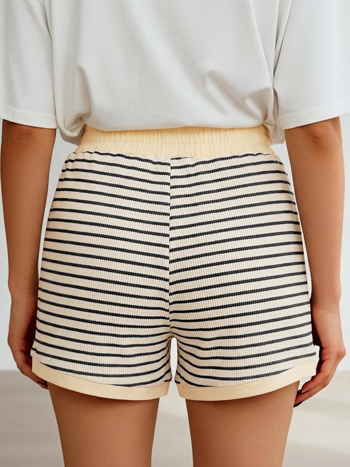 ANRABESS Women Summer Striped Pajama Shorts Casual High Waisted Striped Lounge Pj Sleep Shorts Pockets Beach Vacation Clothes - Image 4