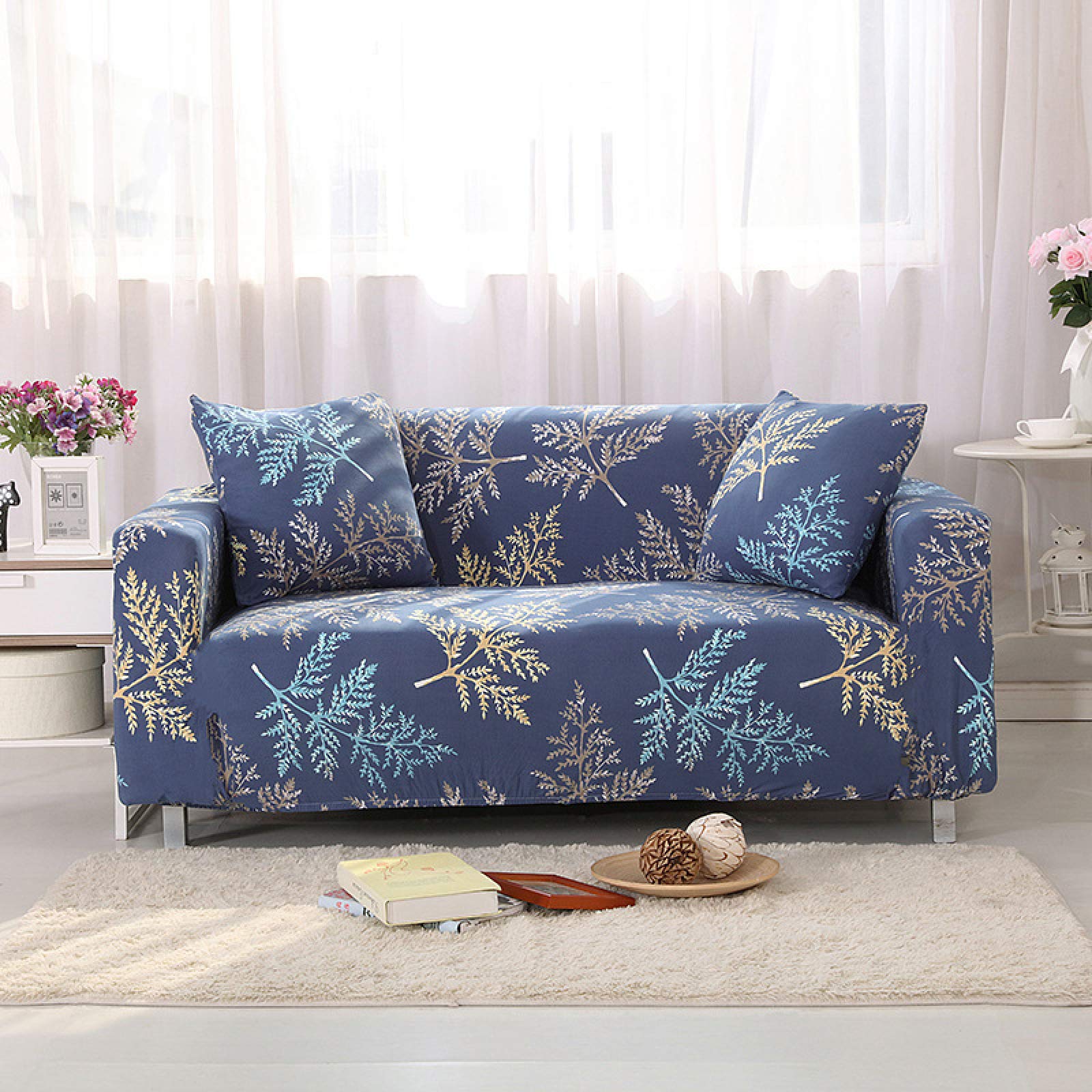 Fundas para sofa elasticas con brazos tamano grande protector de muebles gris hojas