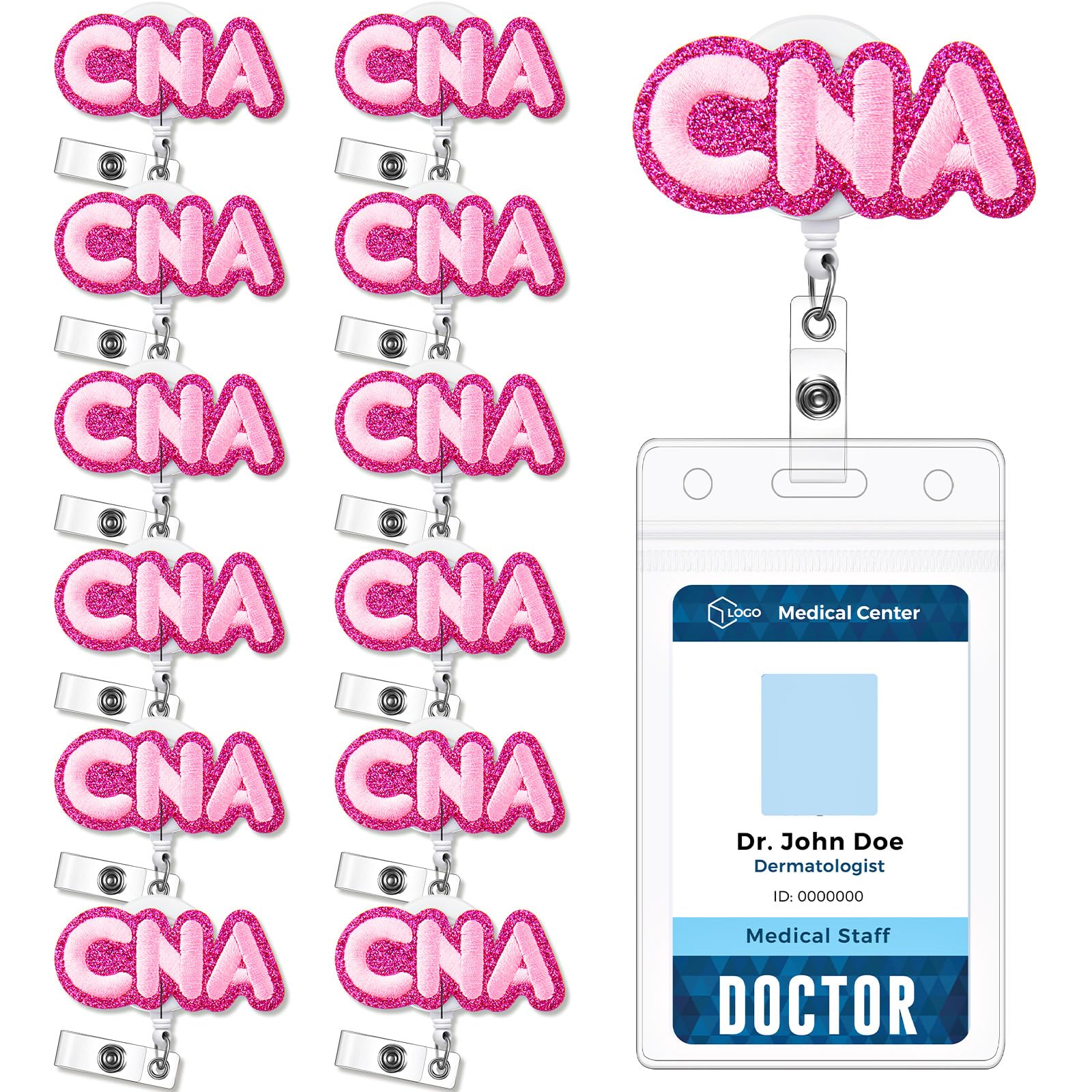Skyygemm 12 Pcs CNA Badge Reels Felt Nurse Retractable Badge Holder with Alligator Clip for Nursing ID Name Tag Card, Office Worker Mental Health