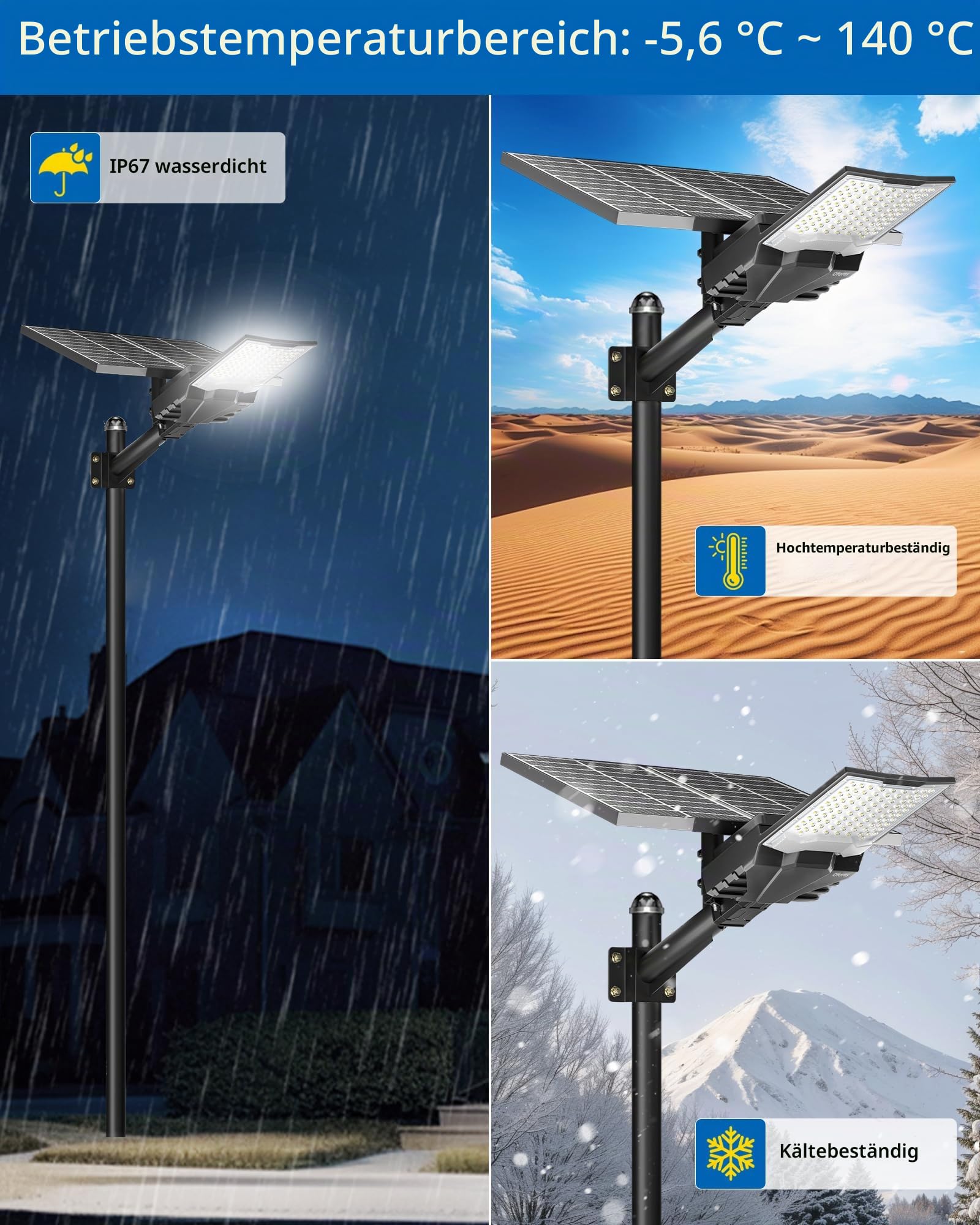Ofuray OL-8200W Solar Straßenlaterne für Außen, Solarlampen für Außen, 6500K Led Superhelle Solar Strahler Aussen, IP67 Wasserdichte Solarleuchten Outdoor für Garten Garage Straßen