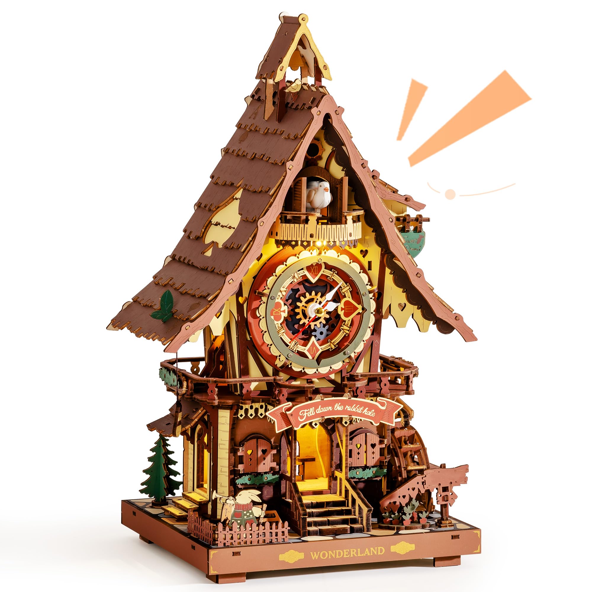 ROKR Puzzle 3D Legno Orologio a Cucù Modellismo da Costruire Adulti Idea Regalo Donna Uomo Vintage Colorato LC901C