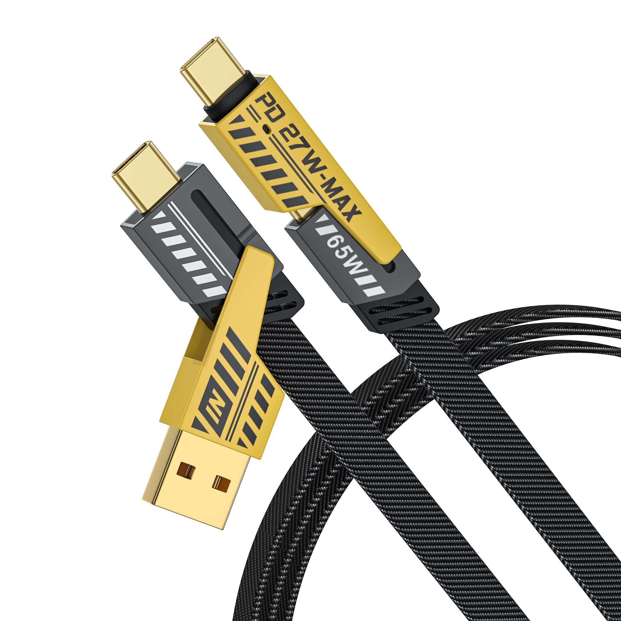 NOHON 4 in 1 Multi Charger Cable: 4FT/1.2M Multiple Fast Charging Cable with USB A/USB C to Type C [65W] /PD [27W] Nylon Braided Charger Cord Compatible with iPhone Android Samsung Galaxy iPad MacBook