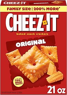 Cheez-It Cheese Crackers, Baked Snack Crackers, Lunch Snacks, Family Size, Original, 21oz Box (1 Box)