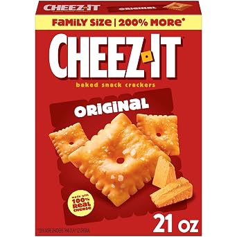 Cheez-It Cheese Crackers, Baked Snack Crackers, Lunch Snacks, Family Size, Original, 21oz Box 1 Box