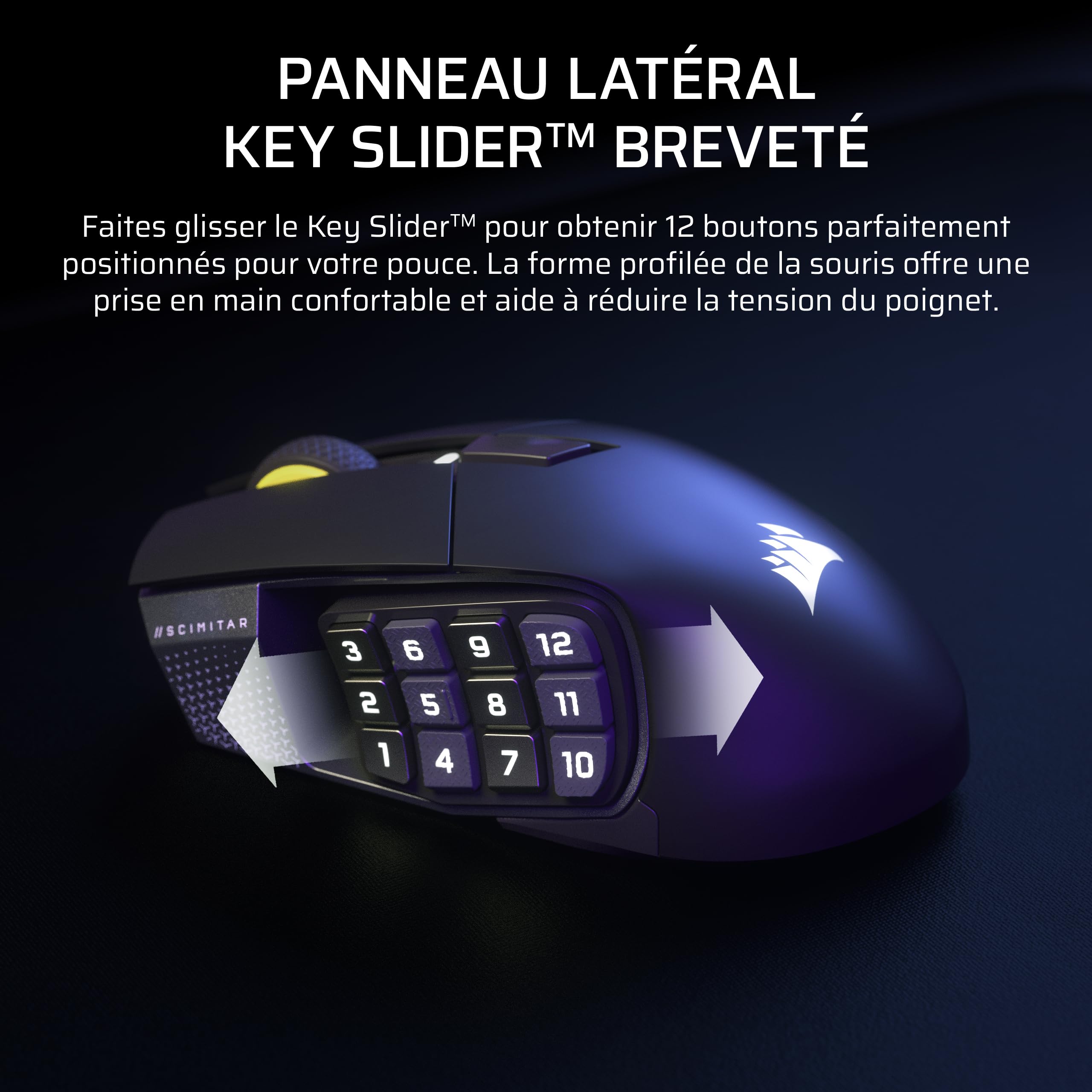 Corsair Scimitar Elite Wireless SE MMO Souris de Jeu, 33 000 DPI – Gunmetal | 16 Boutons Programmables, Adjustable Key Slider, Elgato Virtual Stream Deck, 1K Hyper-Polling, Jusqu'à 150h de Batterie