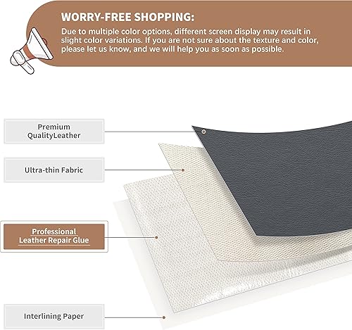 Miniatura 2 de ONine - Parche para reparación de cuero, autoadhesivo, diferentes colores, de 16 x 60 pulgadas para desprender y pegar, sofás, asientos de