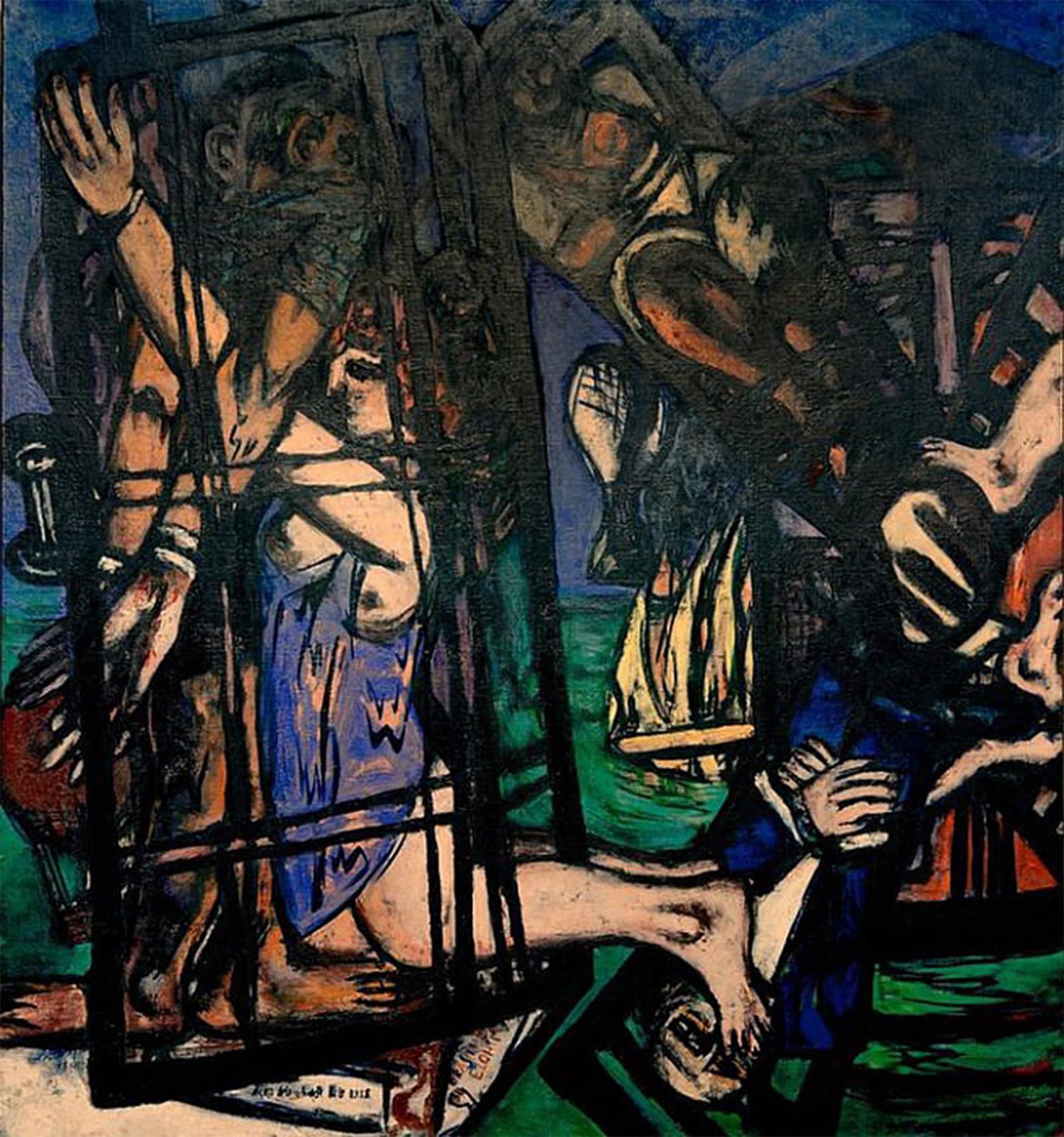 SERENDIPITP Abstract Painting Mural Print Picture Wall Decor Painting Balloon with Windmill the Mill by Max Beckmann Vintage Wall Artwork for Home Decor 60x90cm