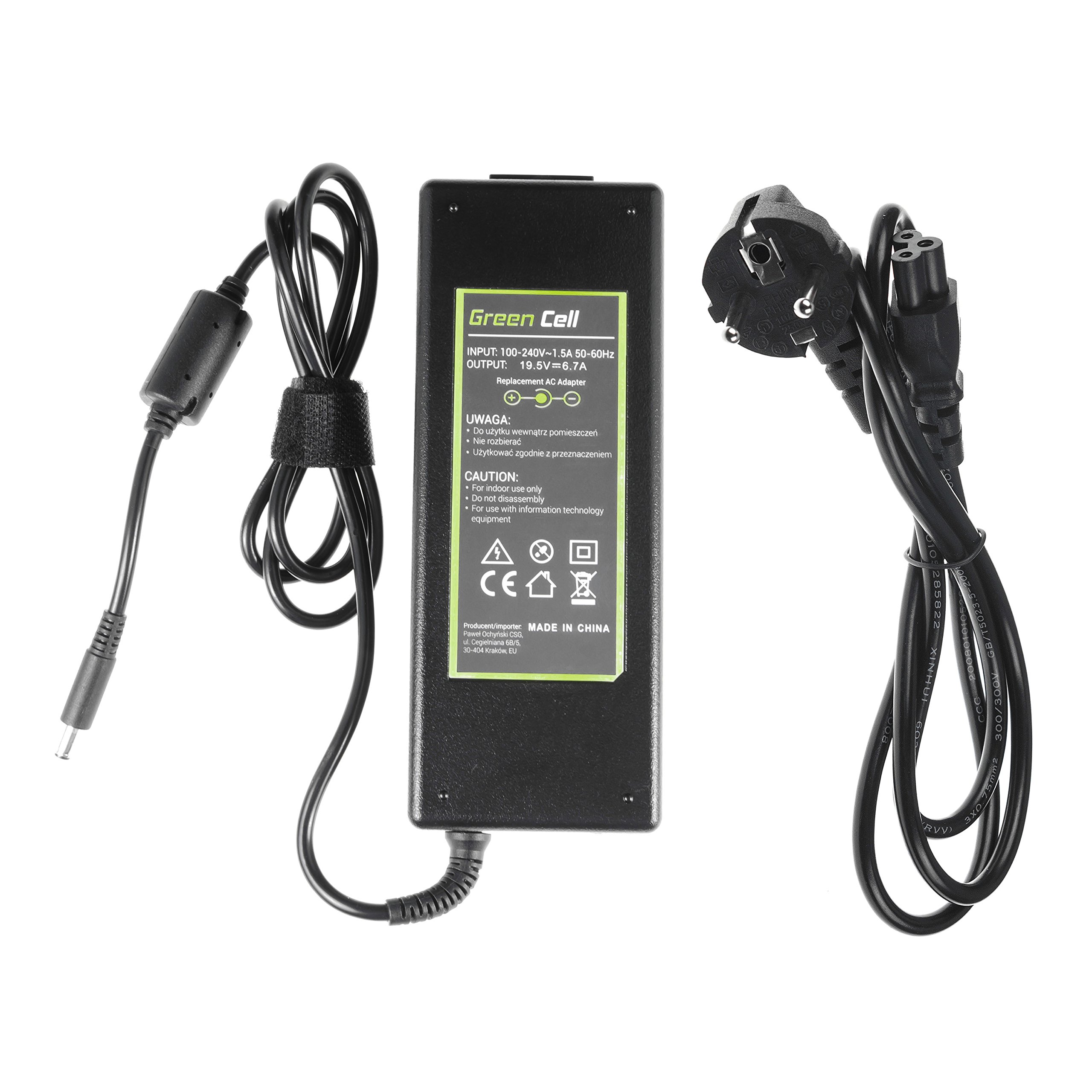 Green Cell® Dell 06TTY6 Caricatore Notebook Adattatore per PC Portatile Dell (Uscita: 19.5V 6.7A 130W, Connettore: 4.5mm-3.0mm) Laptop Alimentatore