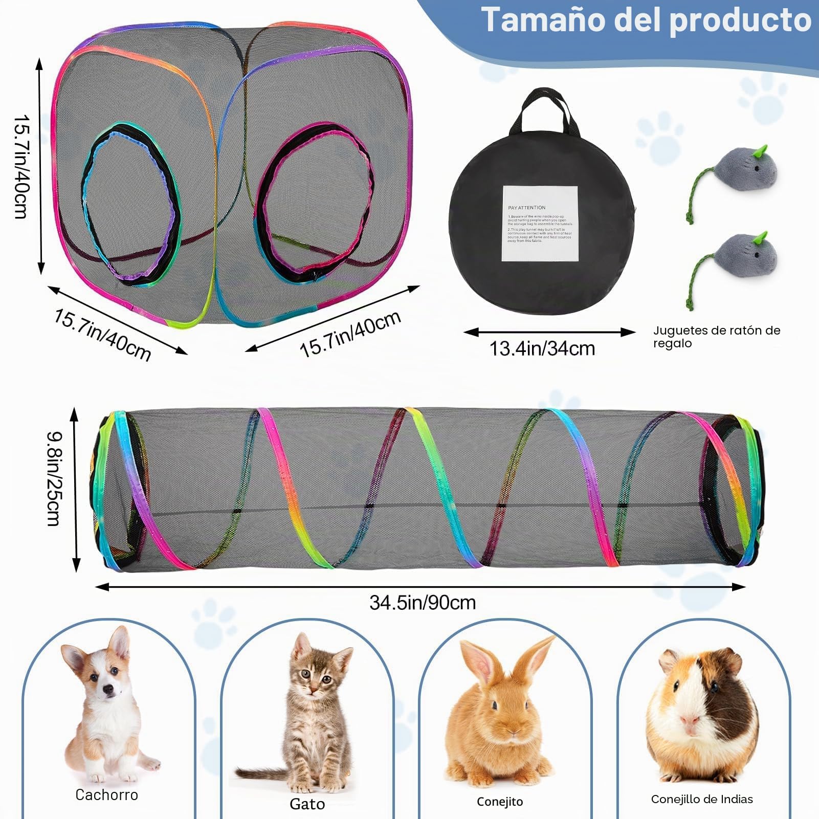 Carpas para Gatos de Interior y Exterior,Tienda Plegable con Túneles, Recinto Portátil para Mascotas,Incluye 2 Tiendas