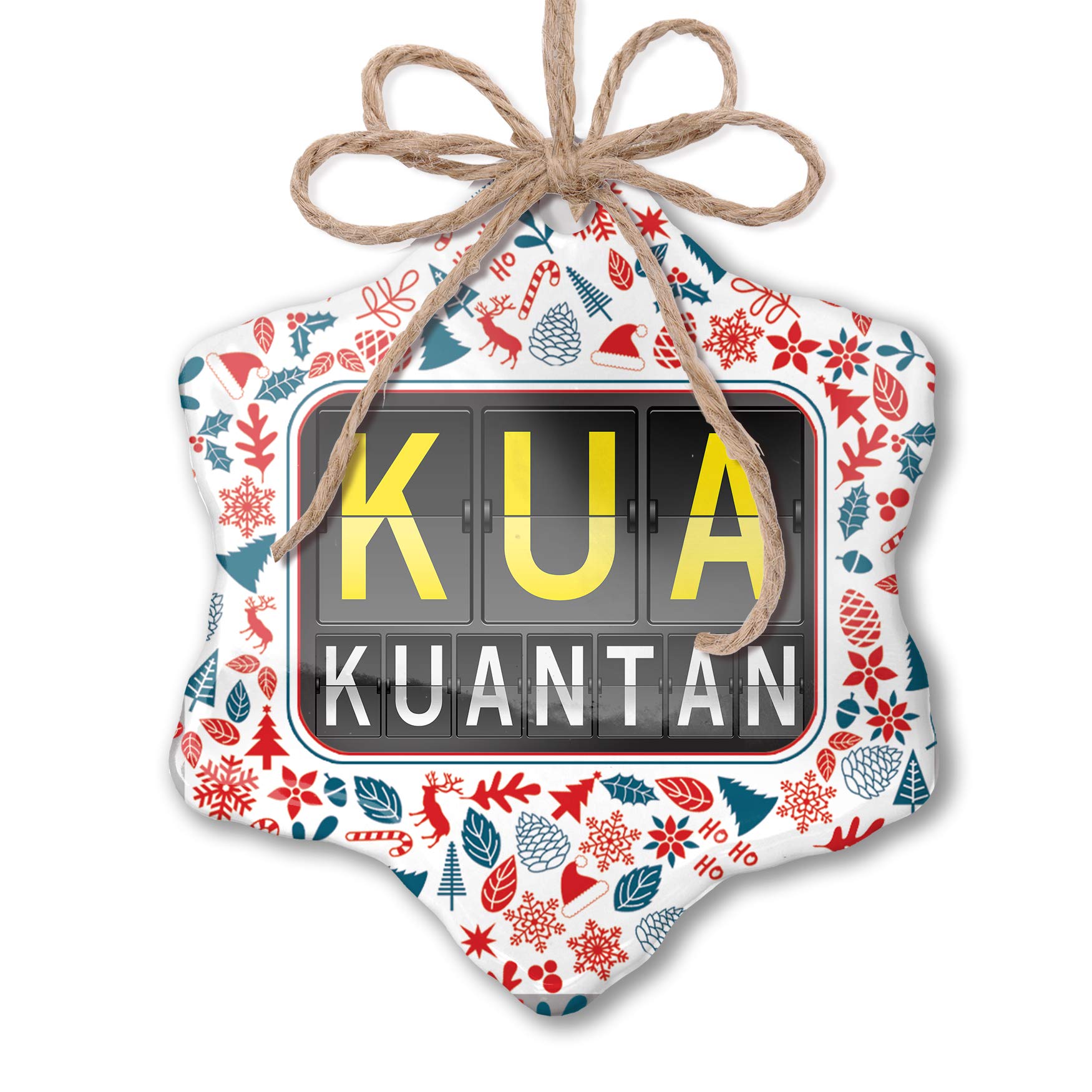 NEONBLOND Christmas Ornament KUA Airport Code for Kuantan Red White Blue Xmas