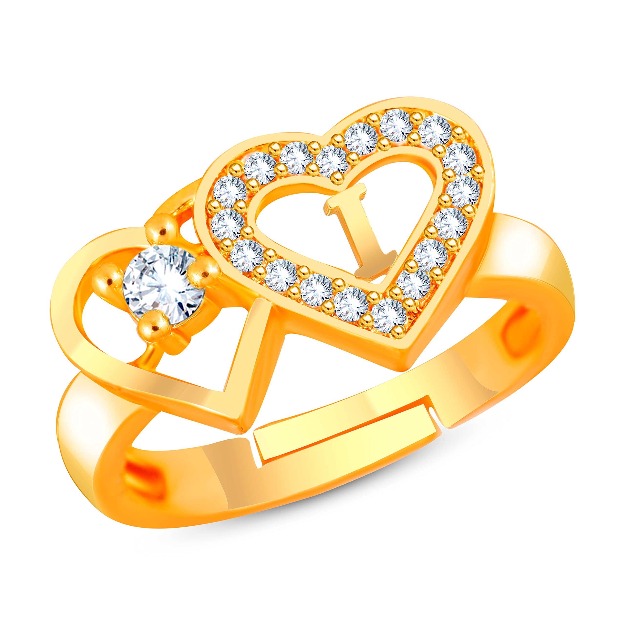 MEENAZ Valentine American diamond crystal Adjustable I Love You Heart Initial Letter Name Alphabet I Ring Gold propose AD Finger Rings for girls women Couple girlfriend couples lovers ladies Stylish (B09Y1BTYRL) Amazon Price History, Amazon Price Tracker