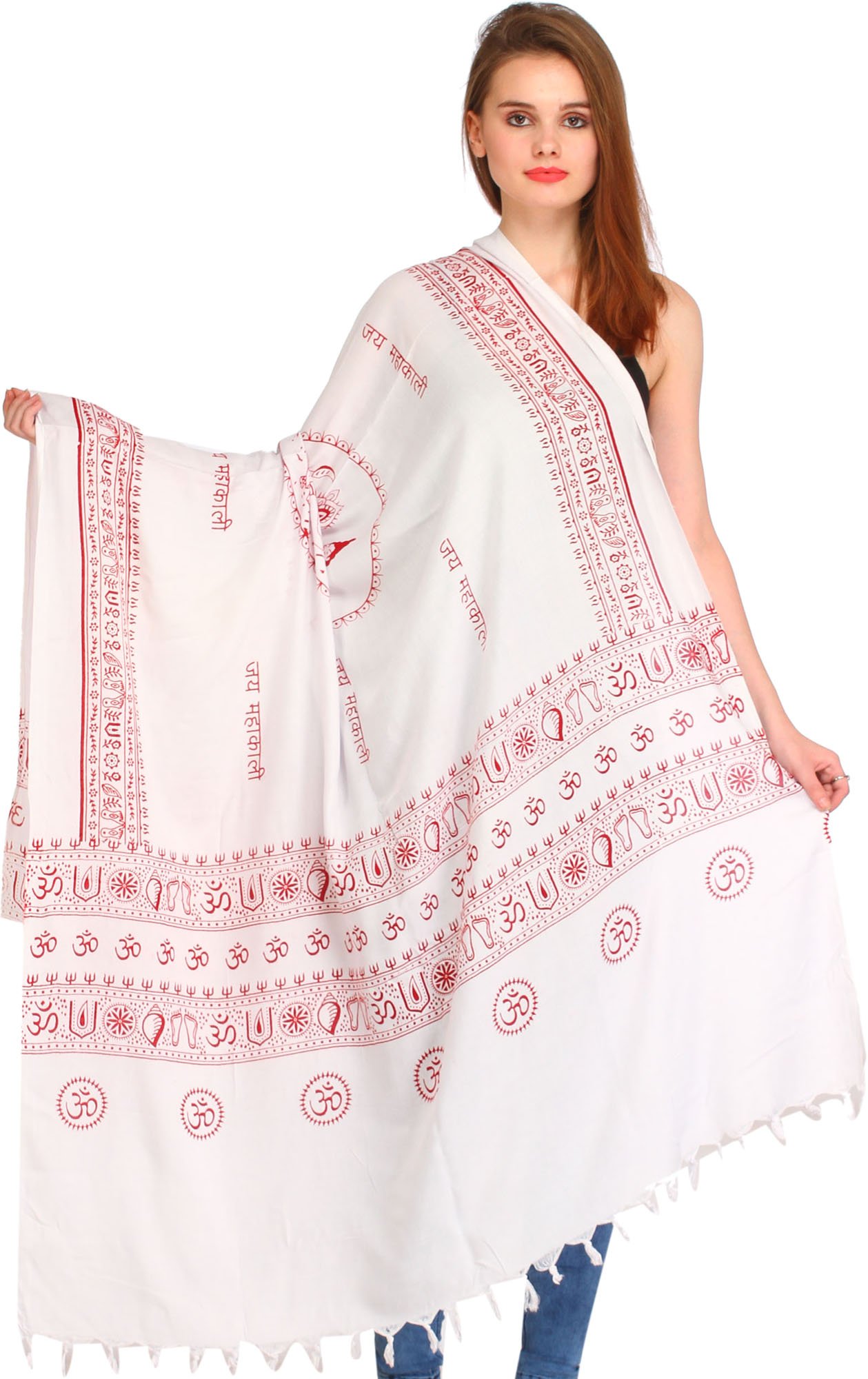 exotic india Women Seasonal Fashion Shawl, White, Free Size-picture-24