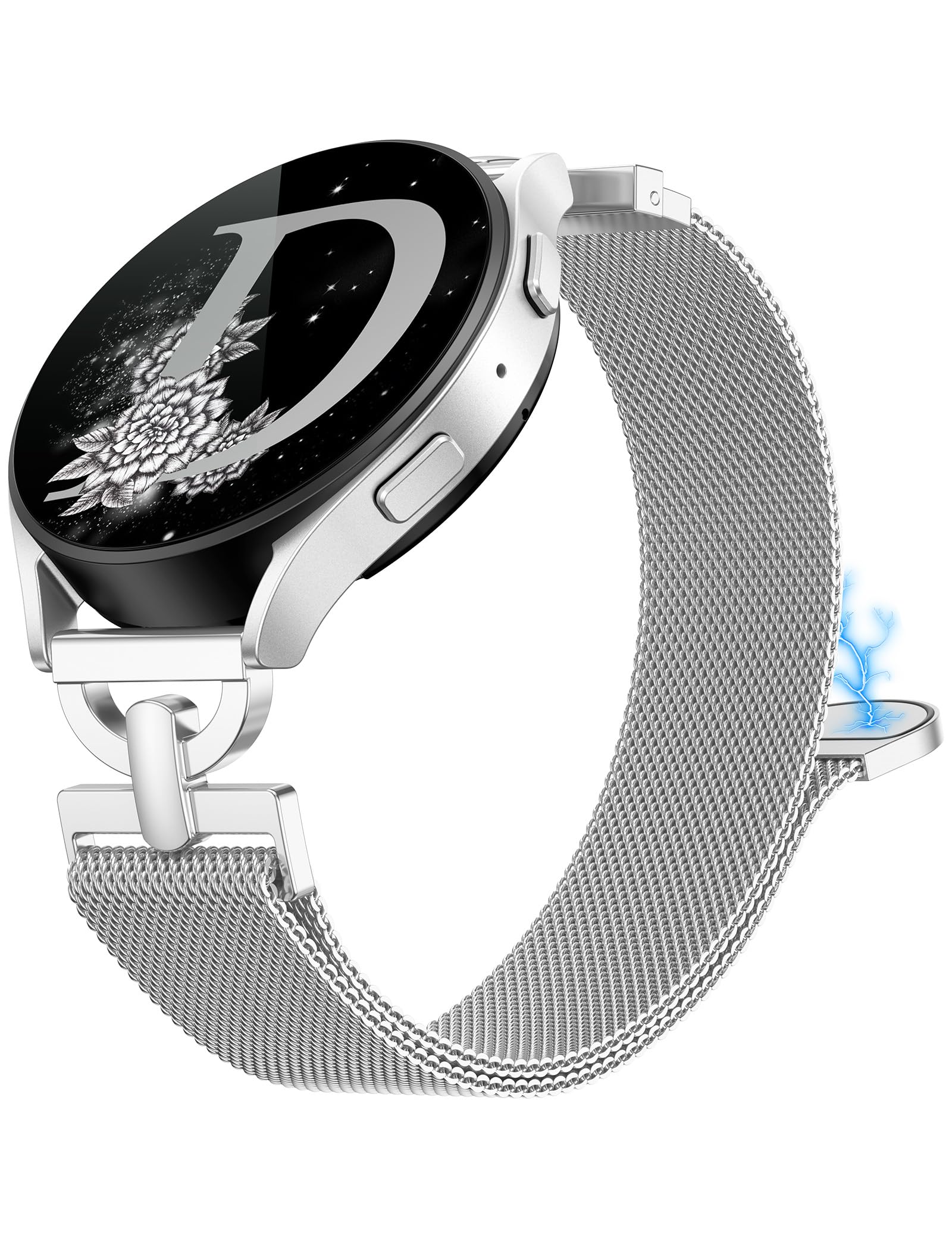 Compatible Samsung Galaxy Watch 7/FE/6/5/5 Pro/Watch 4 40mm 44mm/Watch 4 Classic 42mm 46mm Band, D Buckle Stainless Steel Magnetic Magnetic Active 2 40mm 44mm/Watch 3 41mm Replacement Strap