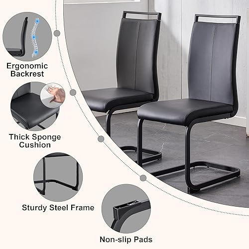 Miniatura 3 de Juego de mesa de comedor moderno para 8 personas, juego de mesa de comedor de cristal templado rectangular de 71 pulgadas y sillas de comedor de