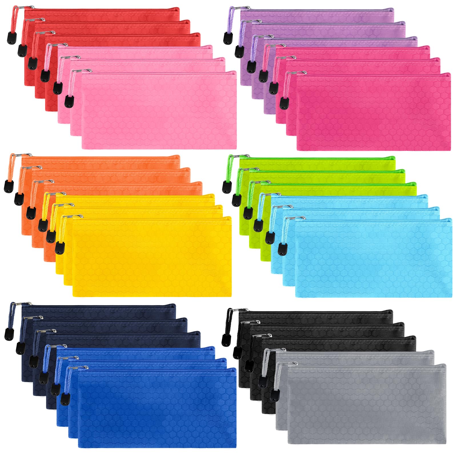 35pcs Zipper Pouches, Pencil Pouch Bill Size Pencil Case Waterproof Zipper Pouch Bags for Office Supplies and Travel Accessories in 12 Colors