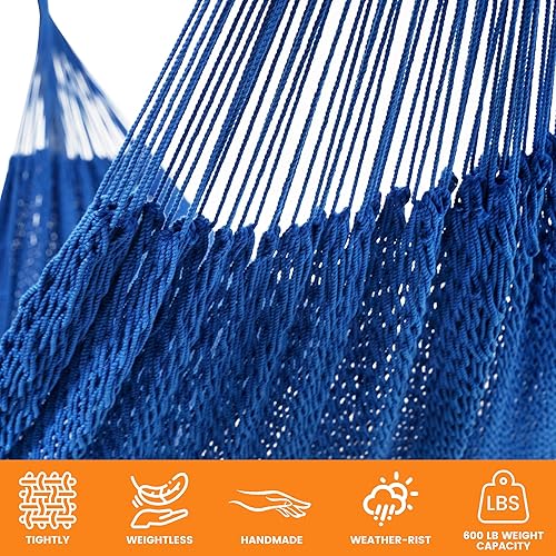 Miniatura 5 de Lazy Daze Hammocks Hamaca maya tejida a mano, hamaca doble de cuerda suave de 10.5 pies, hamaca portátil para exteriores con bolsa de transporte, 2