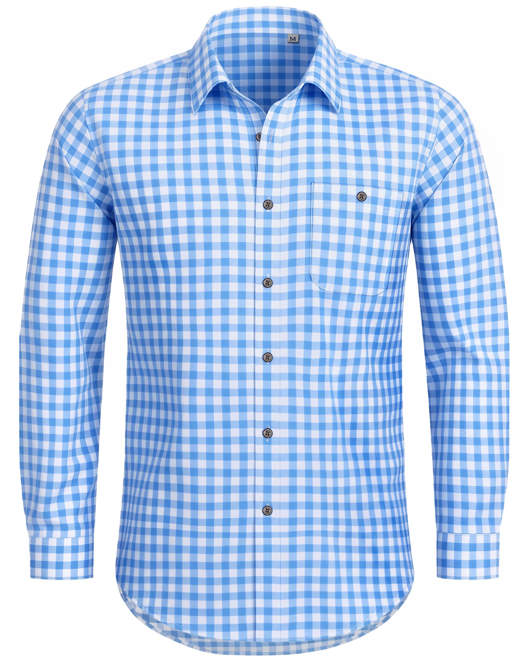 J.VER Trachtenhemd Herren Langarm Oktoberfest Karohemd Kariertes Mit Tasche | Regular Fit, Wiesn, Freizeit, Klassische, Casual, Männer, Für Ehemann Vater Bruder, Für Wandern Party Alltags Outdoor