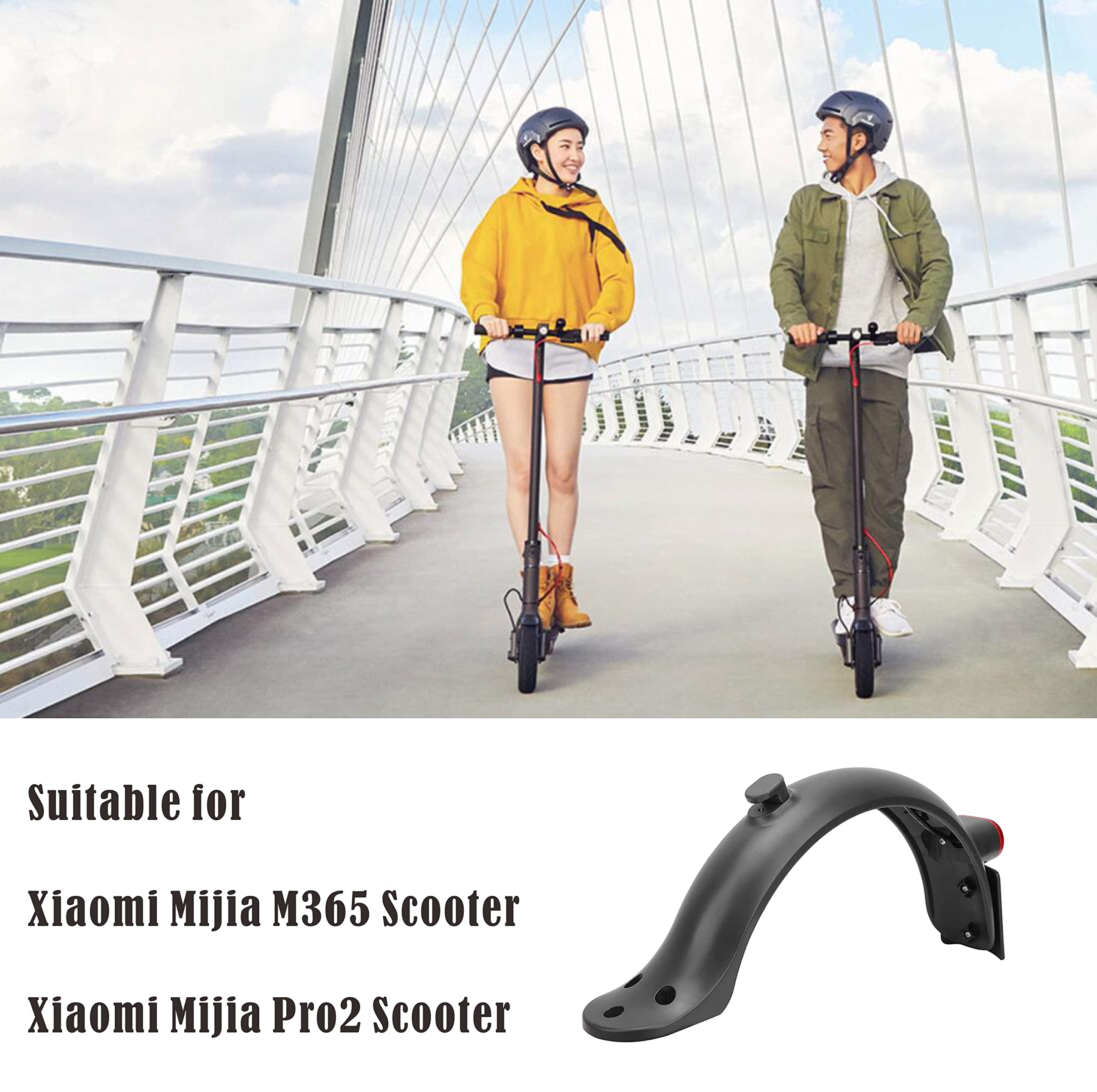 Błotnik ochronny do hulajnogi + światło tylne, kompatybilne z Xiaomi 1S M365 Pro Scooter - czarny
